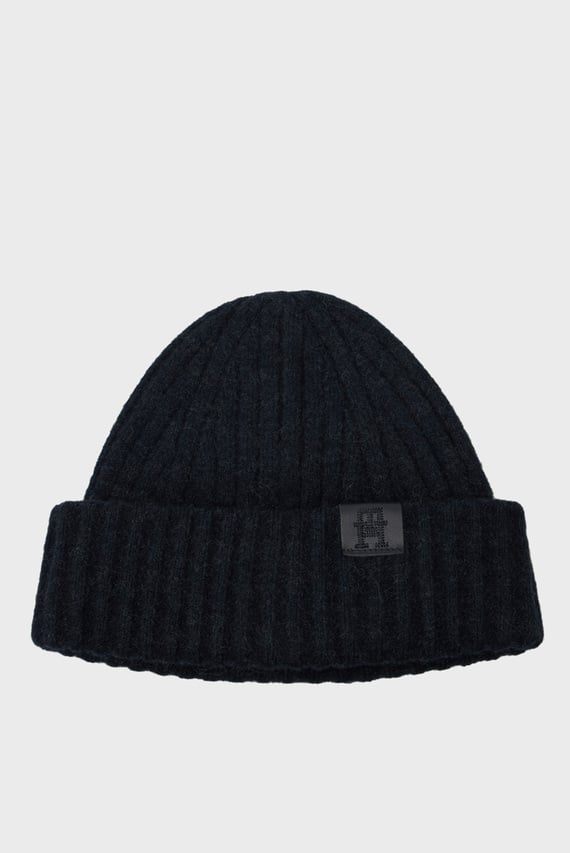 Женская темно-синяя шапка TH FLUFFY BEANIE