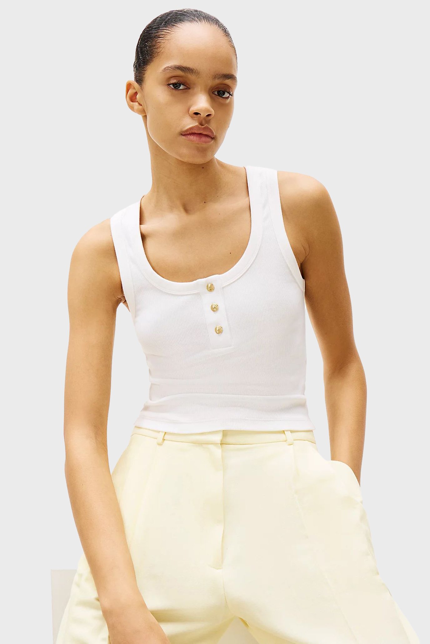 Женский белый топ SLIM HENLEYTommy Hilfiger Женский белый топ SLIM HENLEY 4