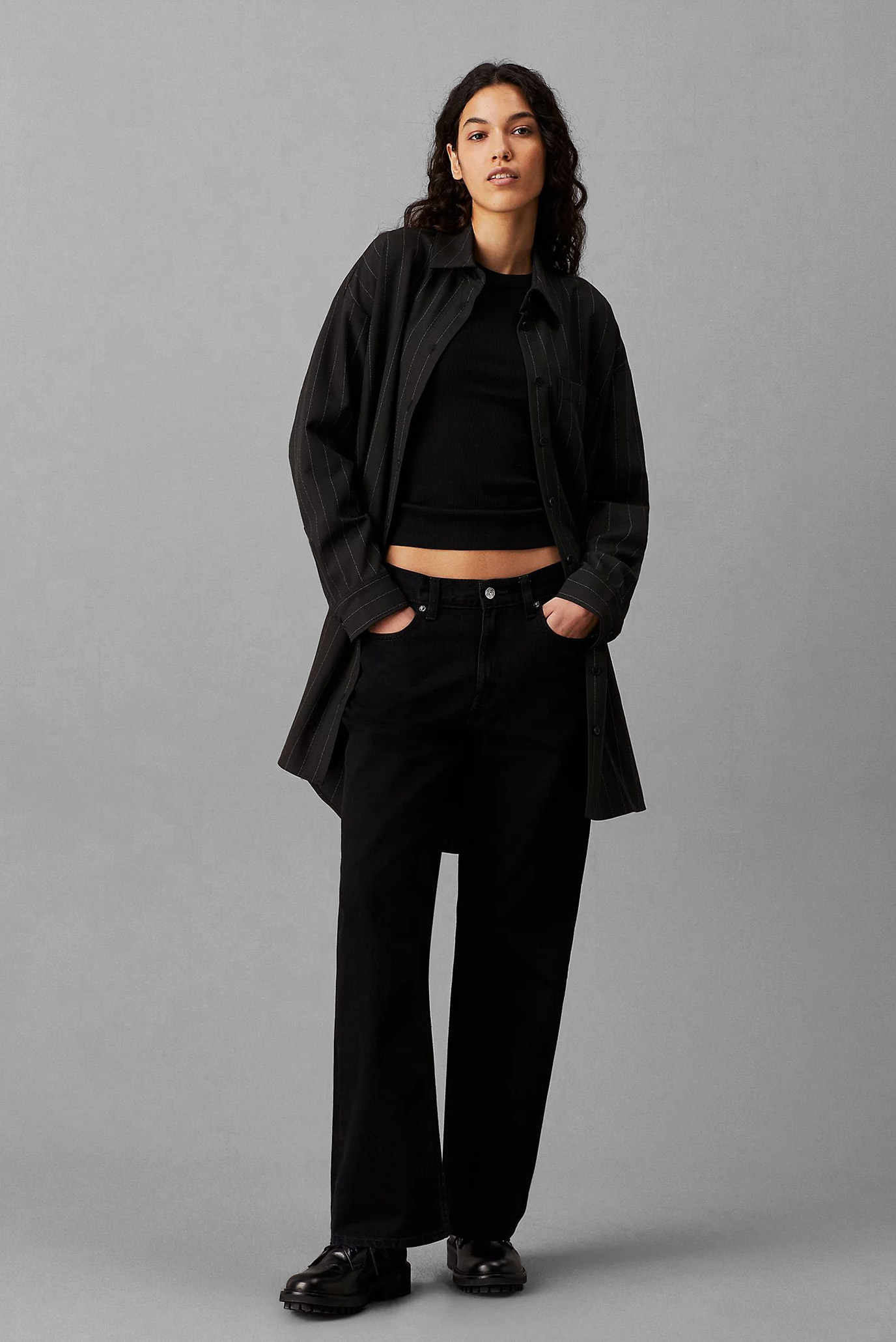 Платье SOFT CREPE PINSTRIPE SHIRT DRESS 2