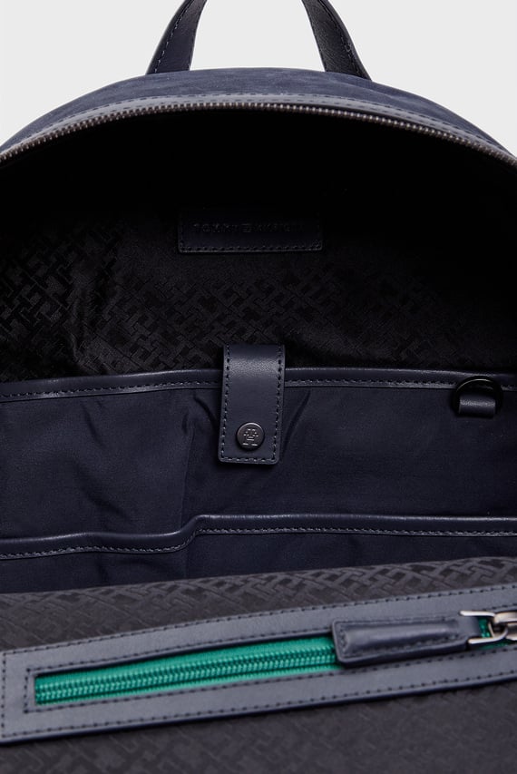 Мужской темно-синий кожаный рюкзак TH CASUAL LEATHER BACKPAC