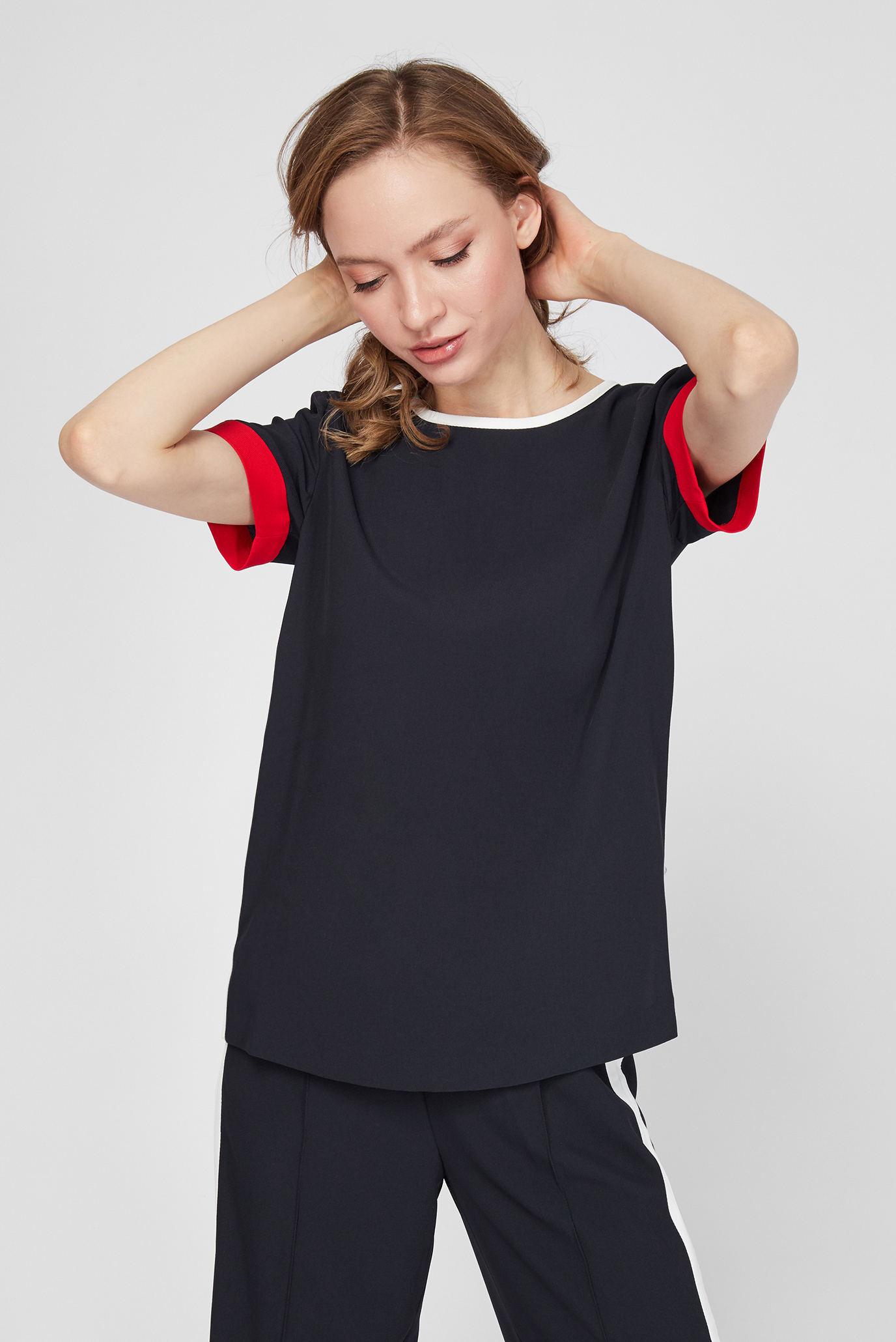 Женская темно-синяя блуза FLUID TWILL RELAXED C-NK TOP SS 6