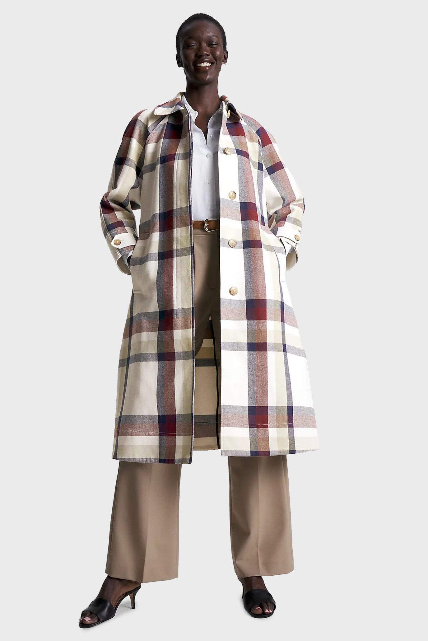 Женское пальто в клетку COTTON BLEND CHECK MAC 4