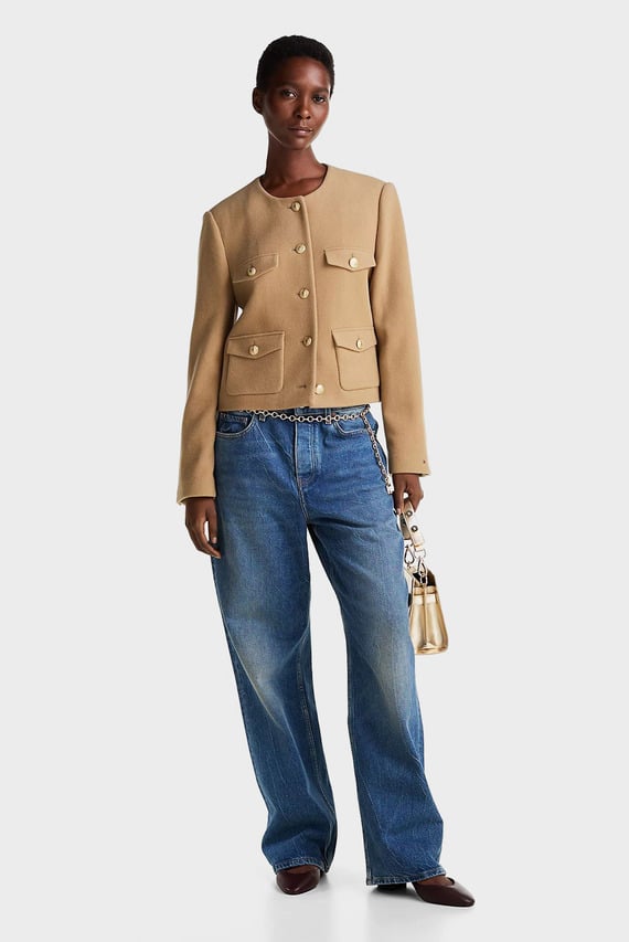 Куртка демисезонная CROP WOOL GOLD BUTTON JACKET