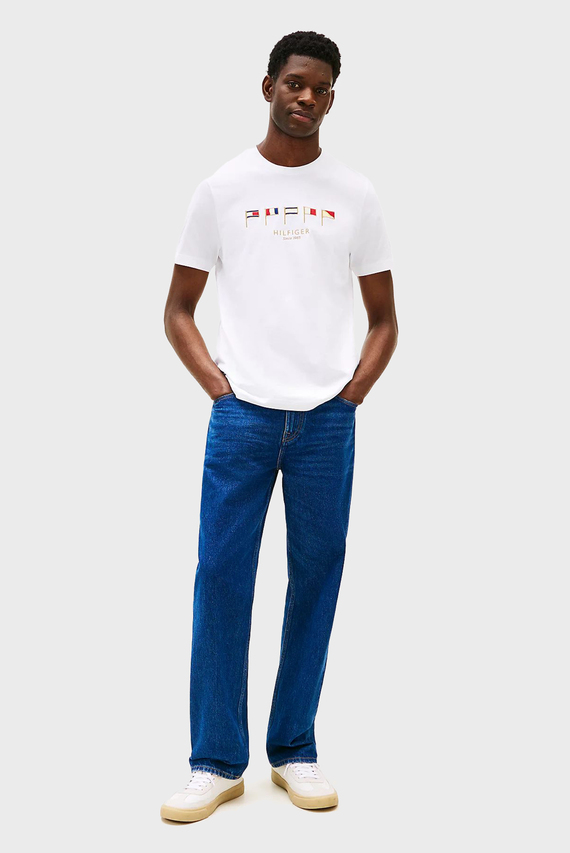Мужская белая футболка HILFIGER MULTI FLAGS