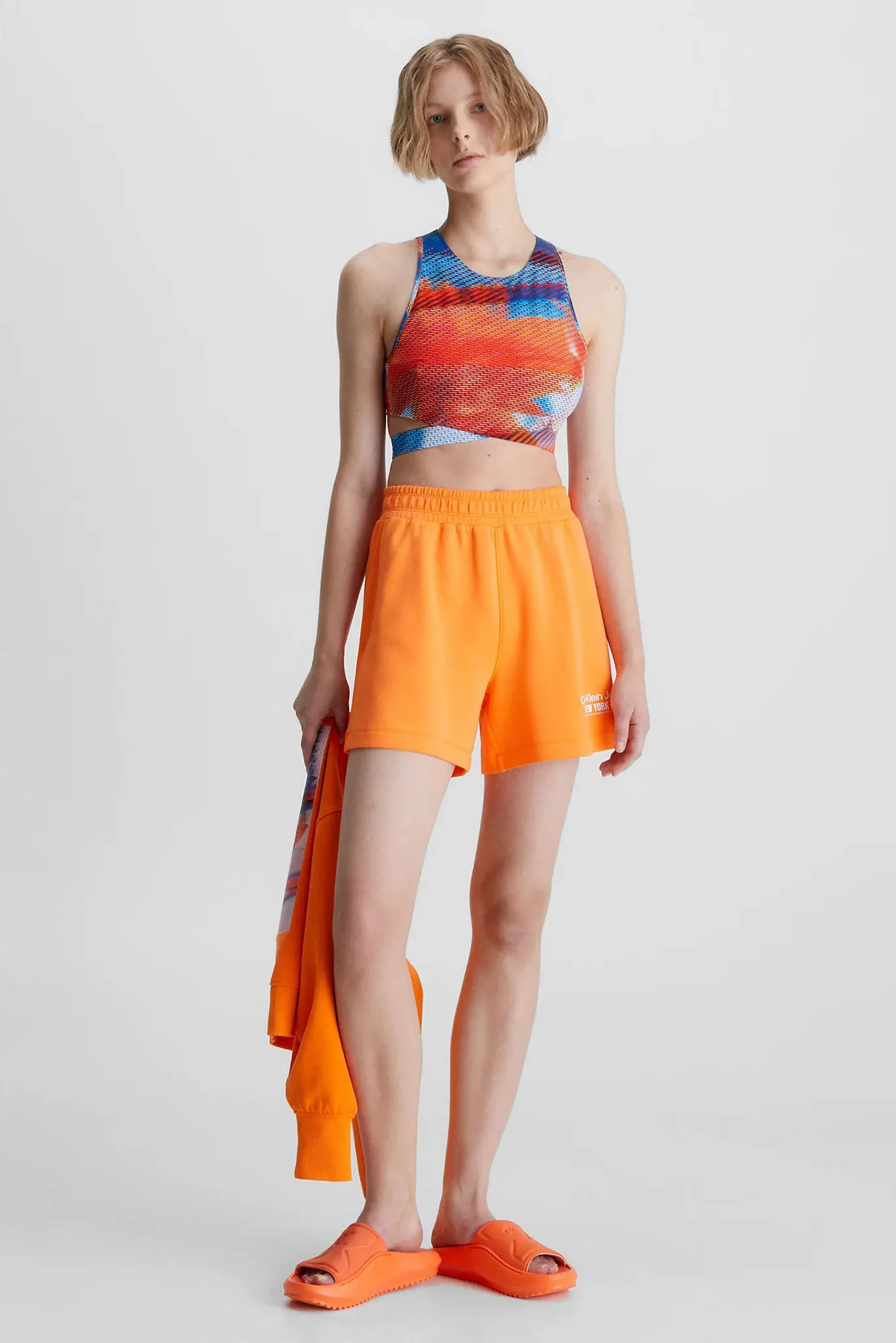 Женские оранжевые шорты RIB INSERT INTERLOCK 7