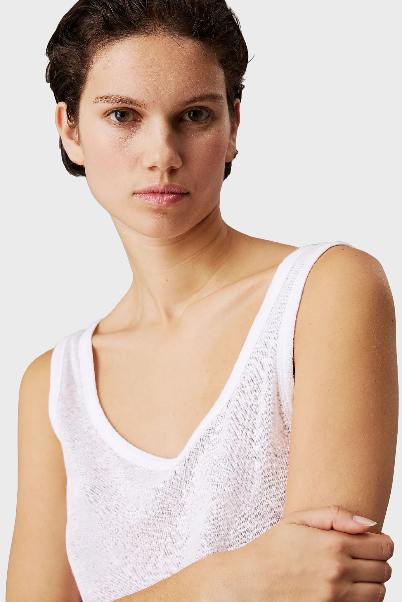 Женская белая льняная майка LINEN JERSEY TANKCalvin Klein Женская белая льняная майка LINEN JERSEY TANK 4
