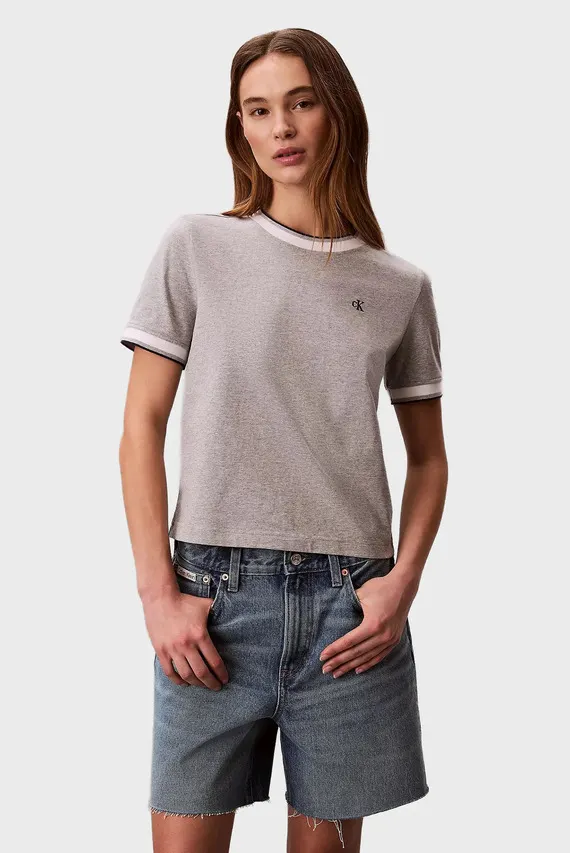 Футболка SS CTN MONOGRAM STRIPE TRIM TEE Calvin Klein Jeans