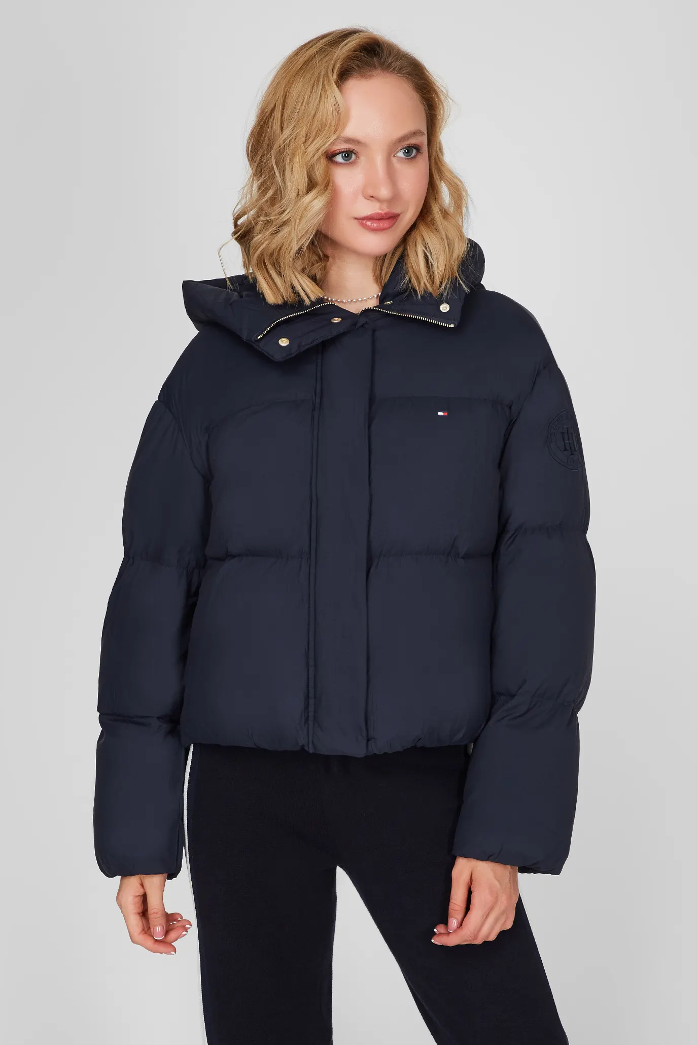 Женский темно-синий пуховик 6