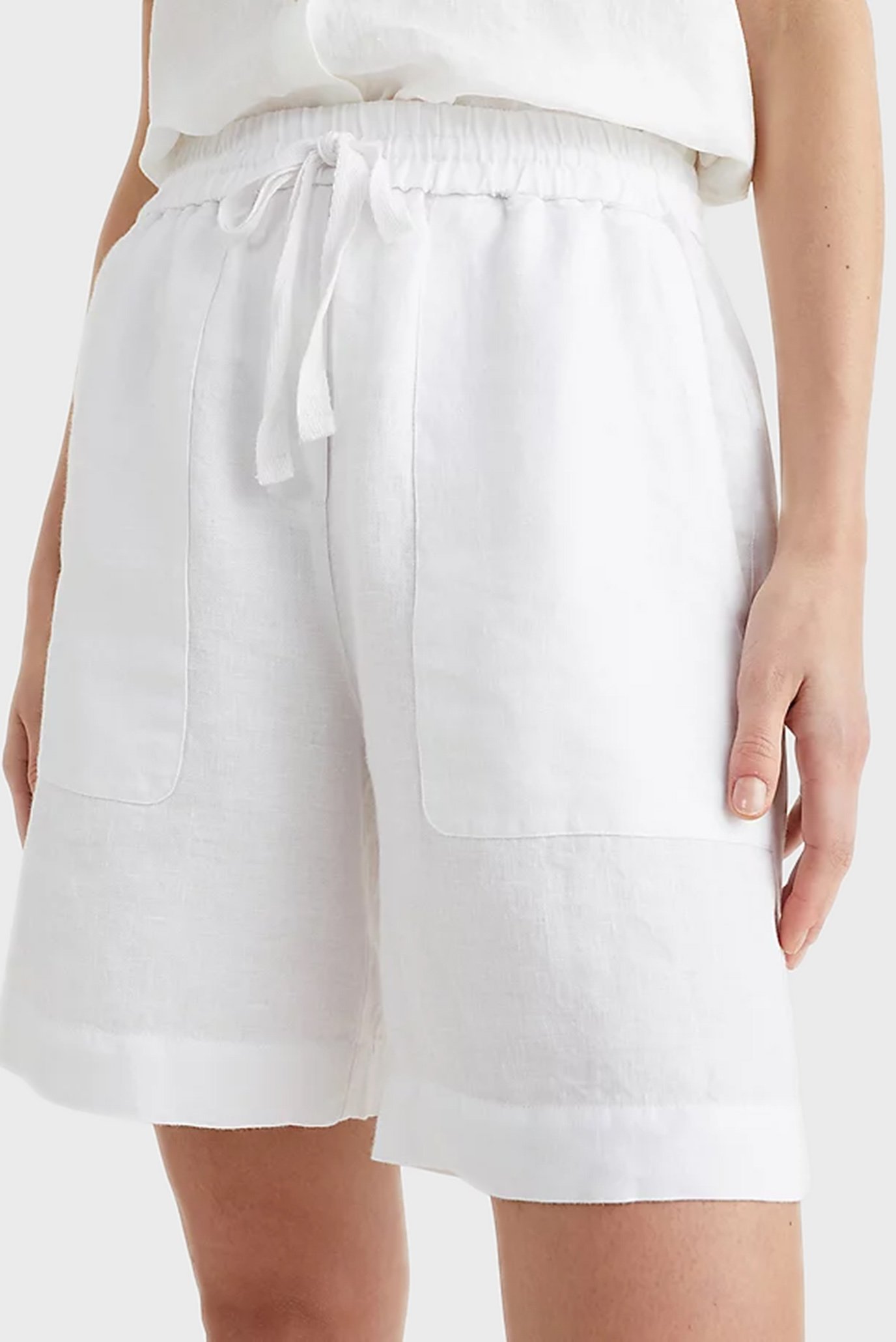 Женские белые льняные шортыTommy Hilfiger Женские белые льняные шорты 2