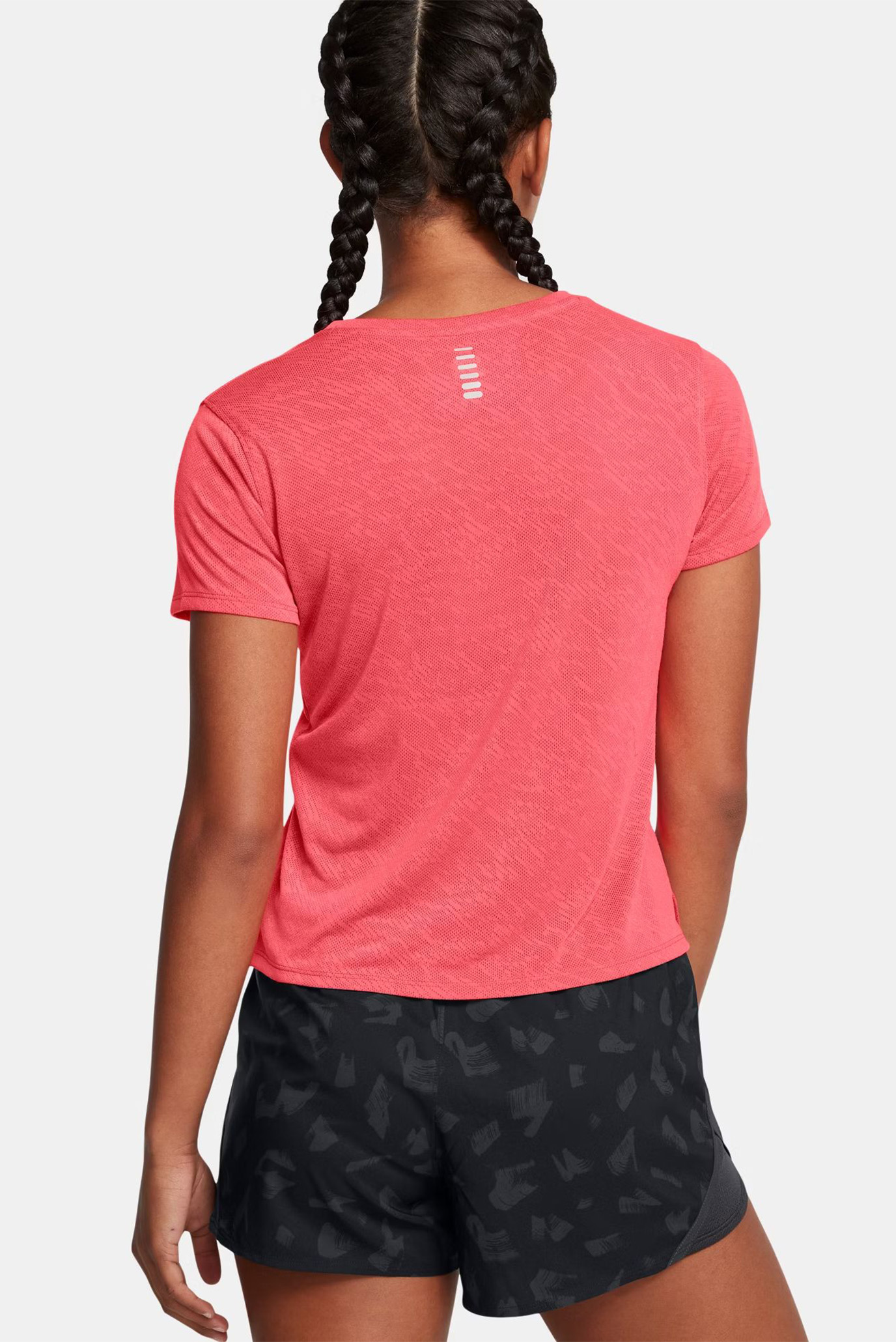 Женская коралловая футболка UA LAUNCH CAMO SHORTSLEEVE 2
