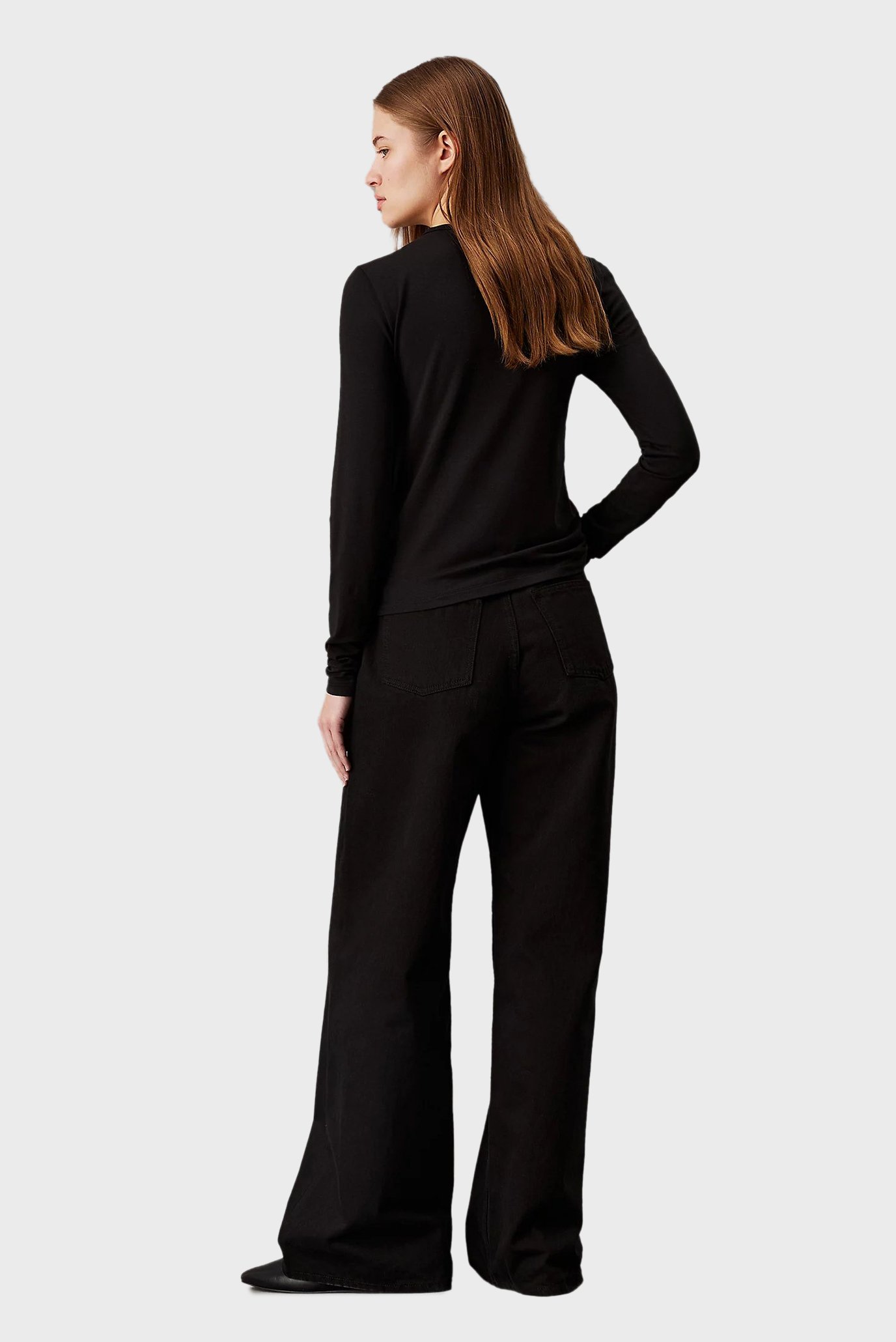 Женский черный лонгслив MODAL STRETCH SLIM C-NECK TOP LS 3