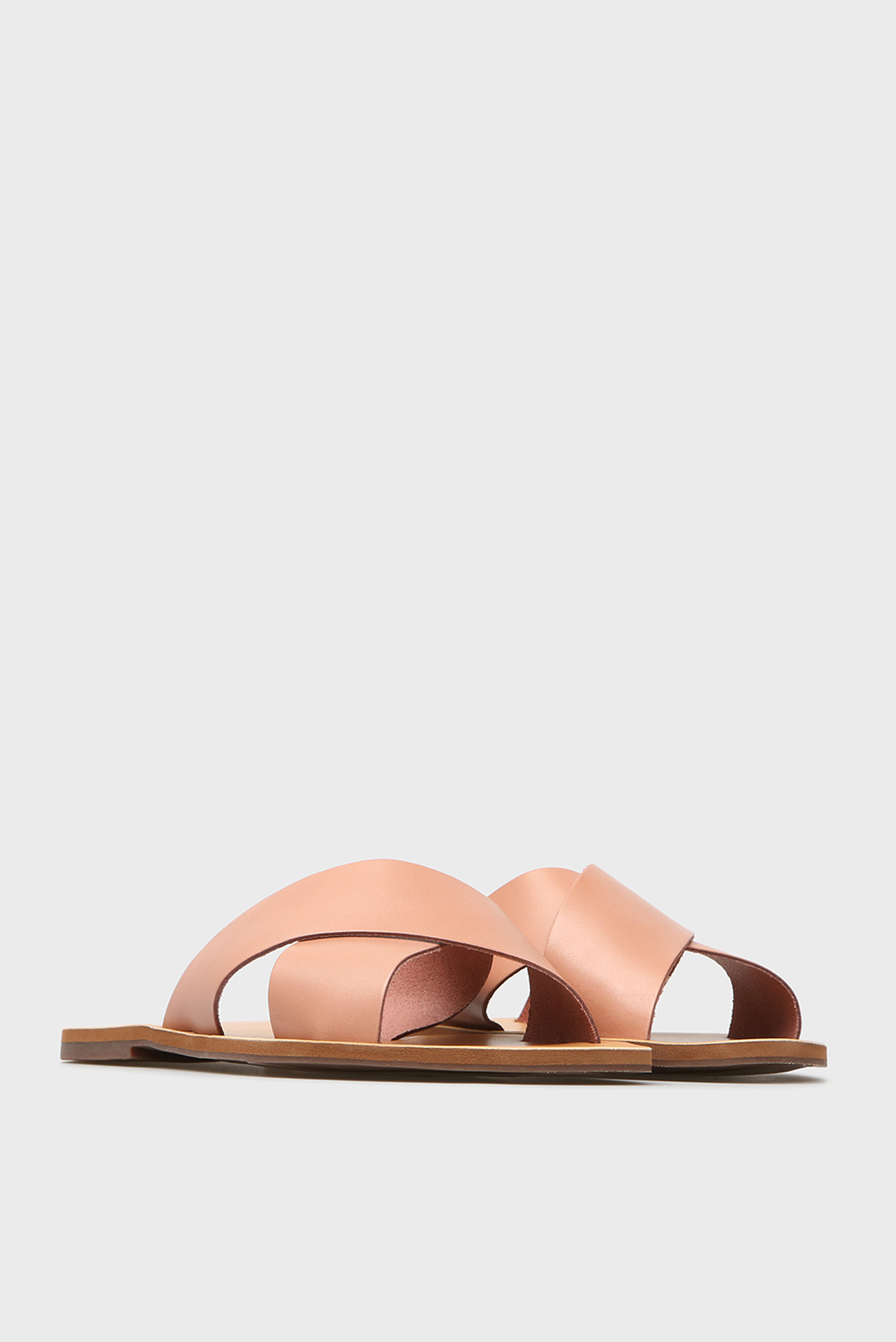 Женские бежевые кожаные слайдеры 2