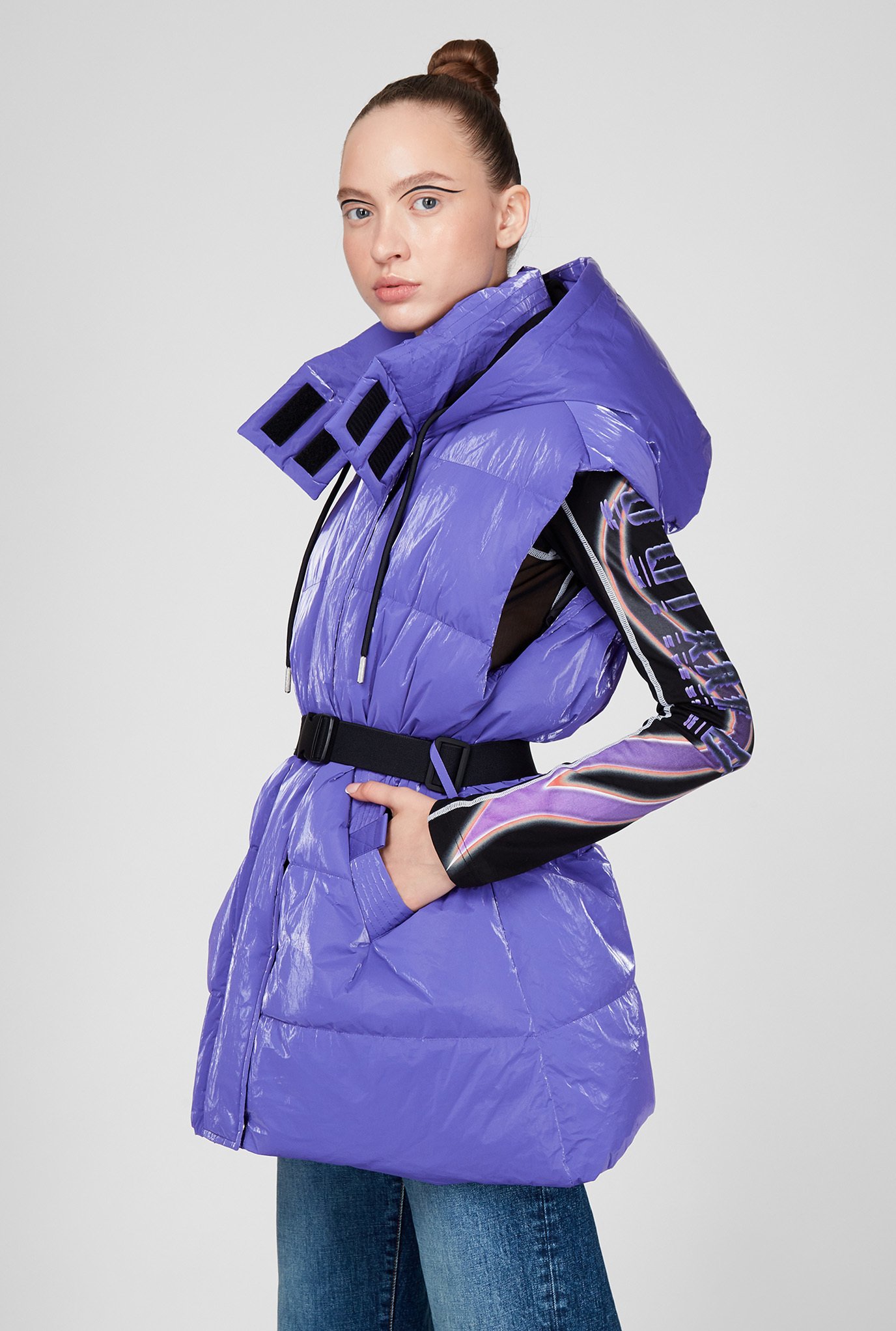 Женский фиолетовый пуховой жилет W-LALLA-SL-SHORT 3