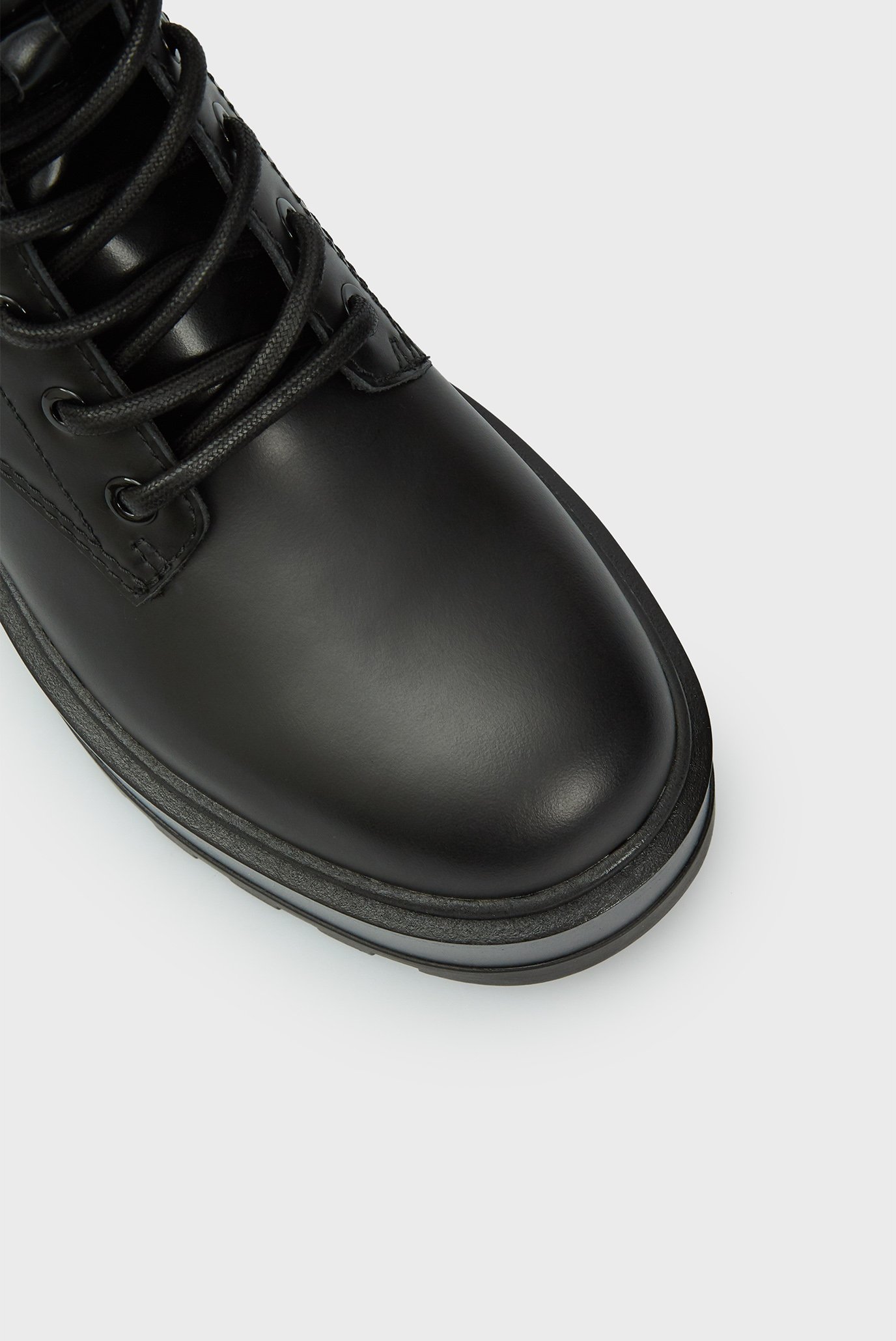 Женские черные кожаные ботинки FLATFORM HIGH LACE UP 4