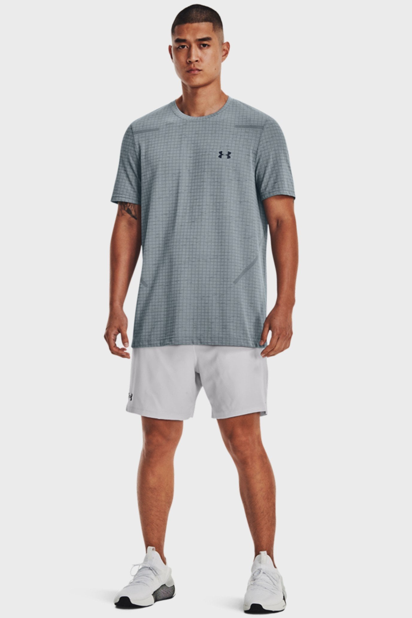 Мужская серая футболка в клетку UA Seamless Grid SS 2