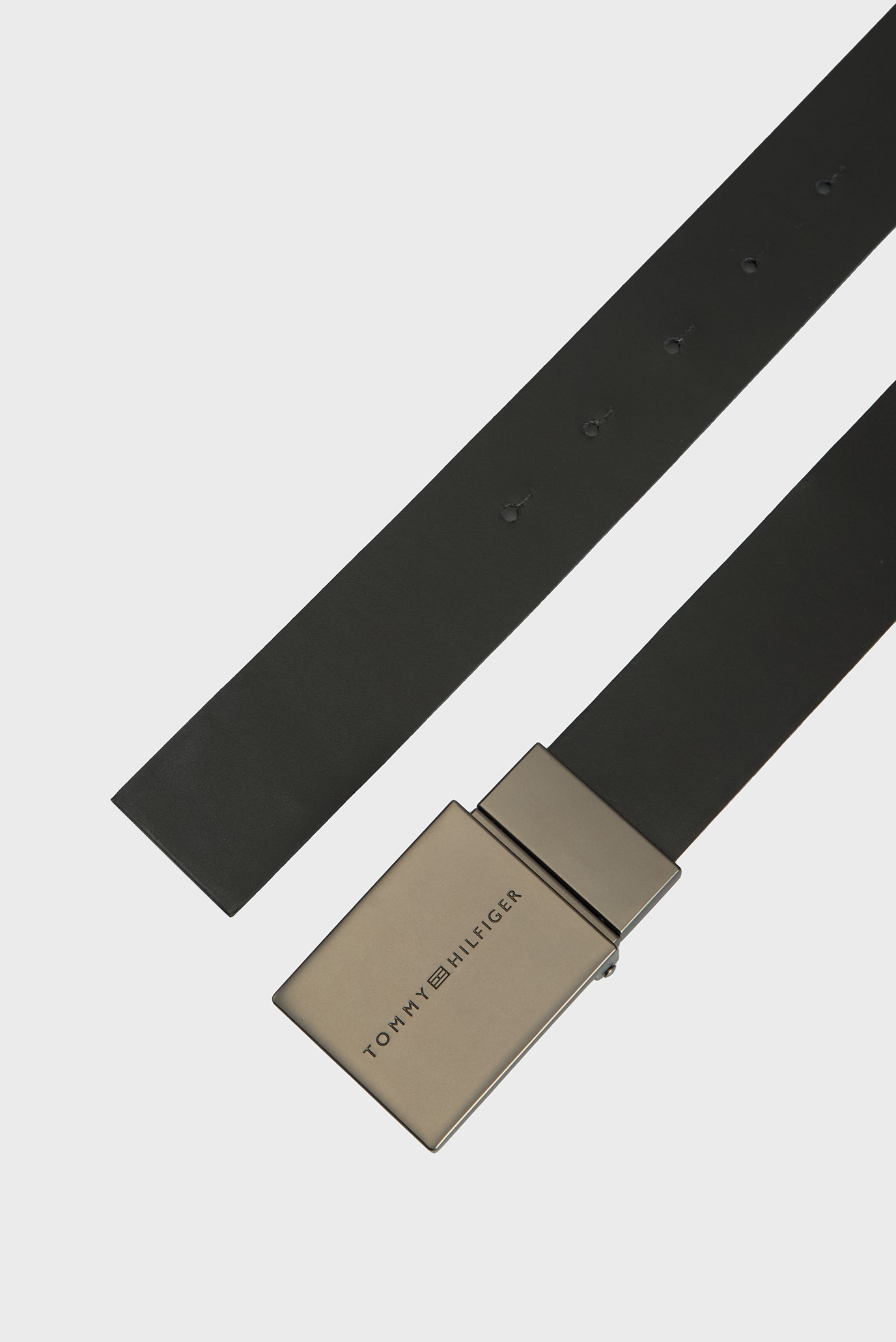 Мужской черный кожаный двусторонний ремень TH PLAQUE REV 4