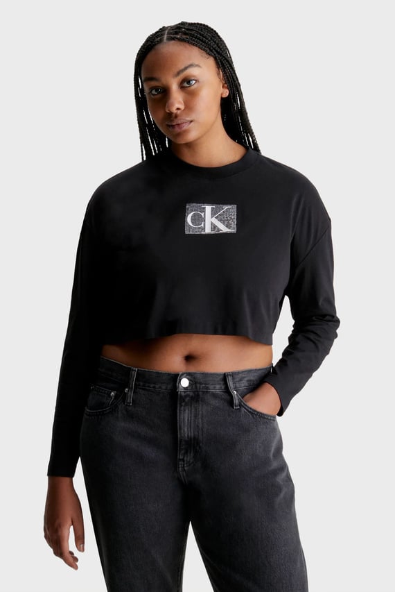 Лонгслив SEQUIN LONG SLEEVE SHORT TOP