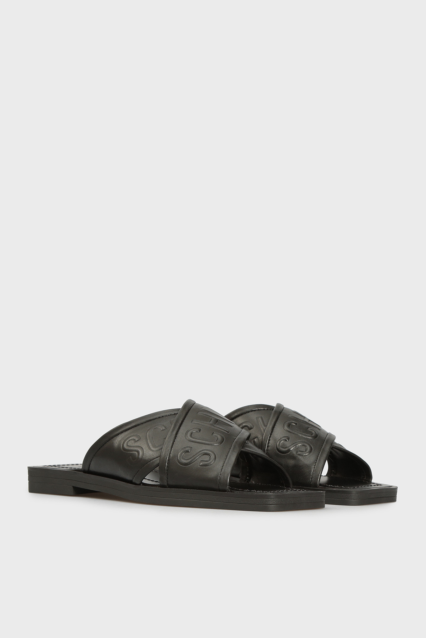 Женские черные кожаные слайдеры 3