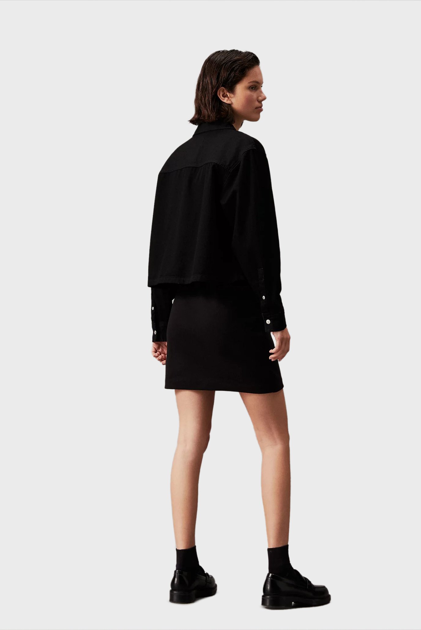 Женская черная джинсовая рубашка CROPPED DAD DENIM 3