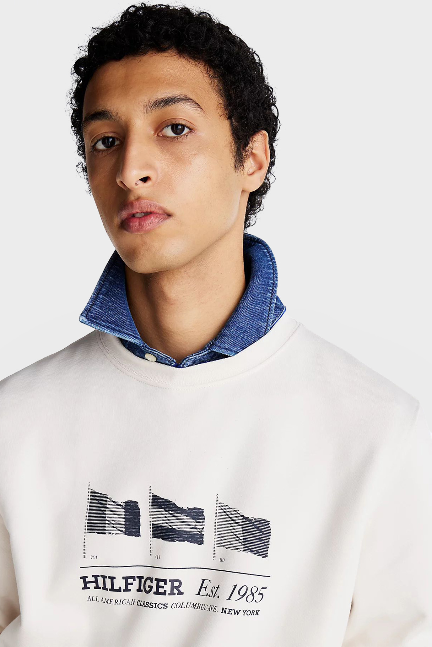 Мужской белый свитшот HILFIGER FLAGS CREWNECK 4