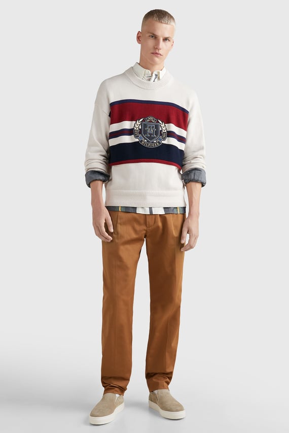 Свитер SEASONAL CREST STRIPE CREW NECK