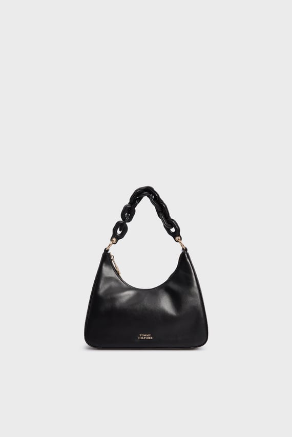 Женская черная кожаная сумка TH SOFT LEATHER SHOULDER BAG
