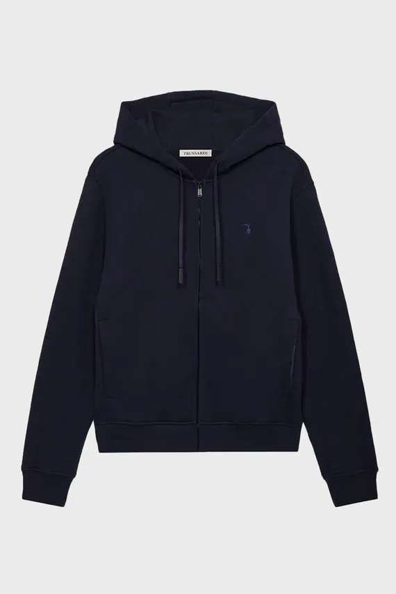 Реглан ZIPPED HOODIE - ESSENTIAL LEVRIERO - DIAGONAL FRENCH TERRY Trussardi