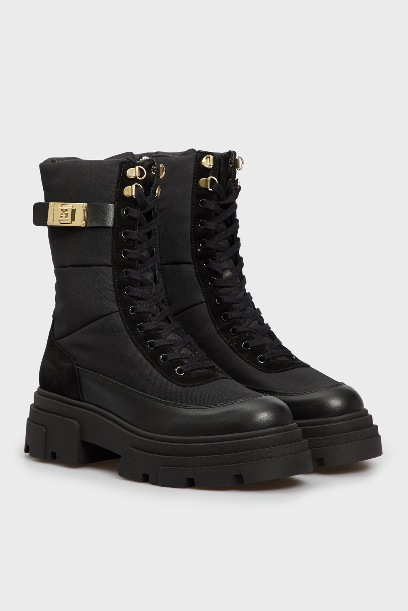 Женские черные ботинки BIKER LEATHER MIX LACE-UP 3