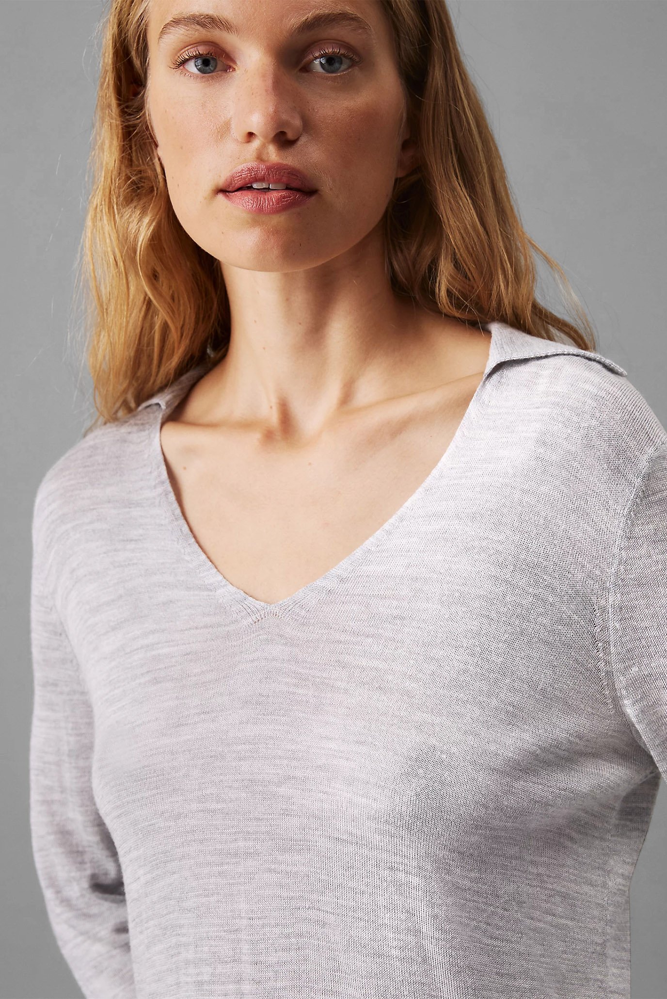 Поло с длинным рукавом ACETATE BLEND POLO REG SWEATER 3