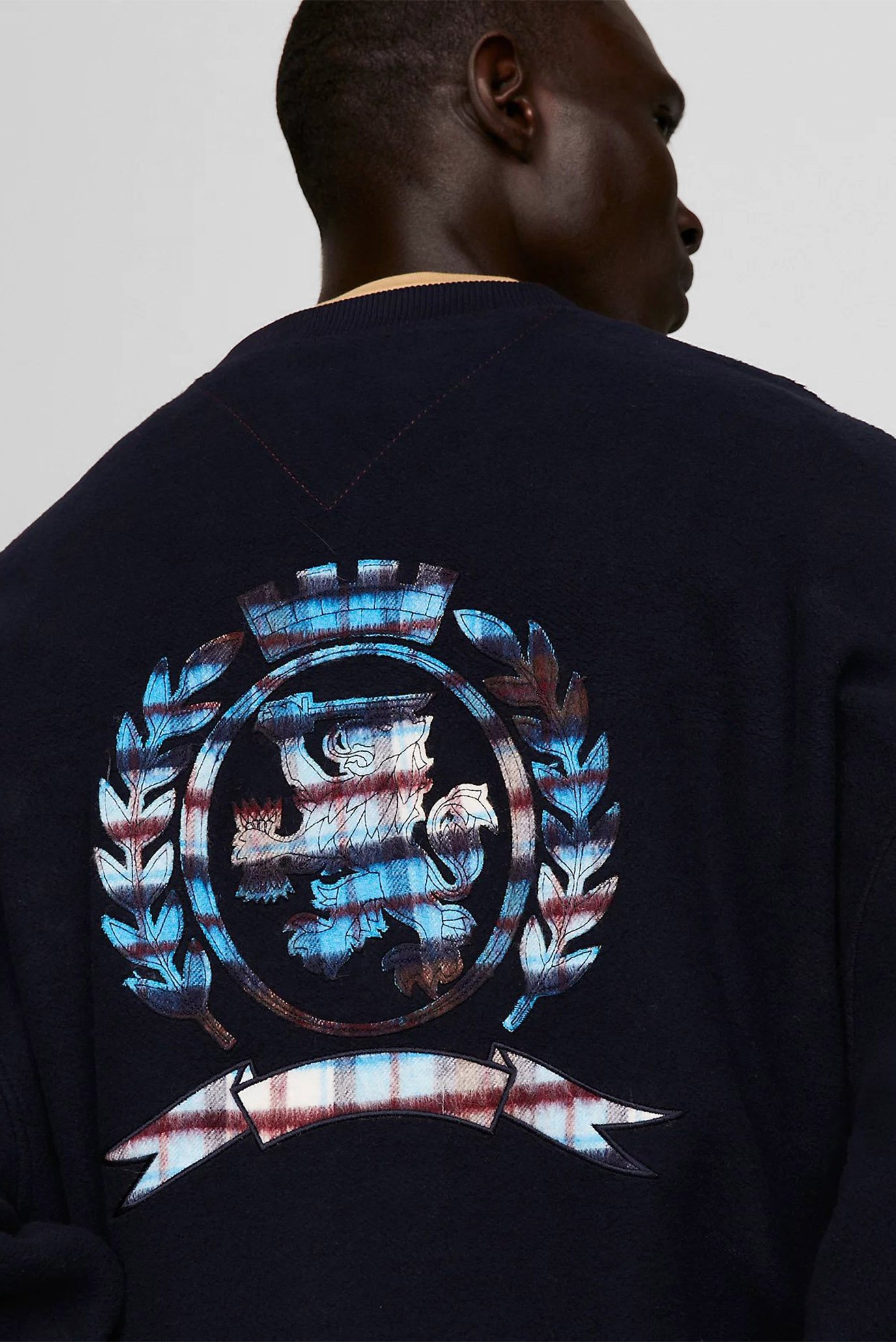 Мужской темно-синий свитшот THC TARTAN OVERSIZED CNECK 5