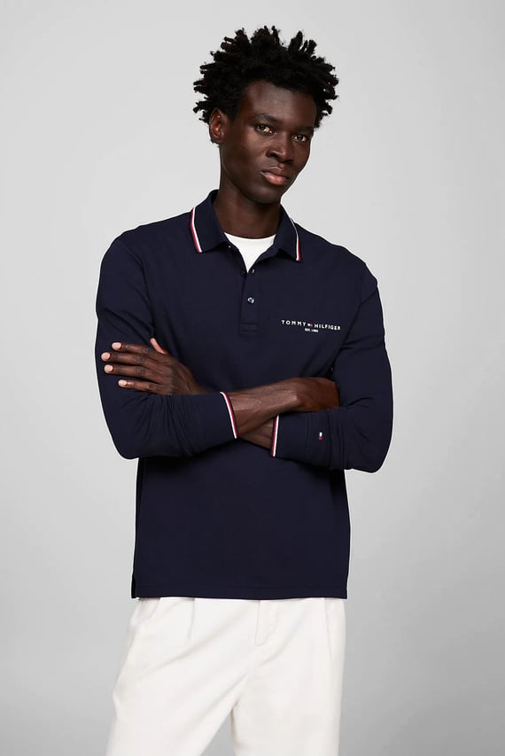 Поло с длинным рукавом TIPPED PLACE L S SLIM POLO