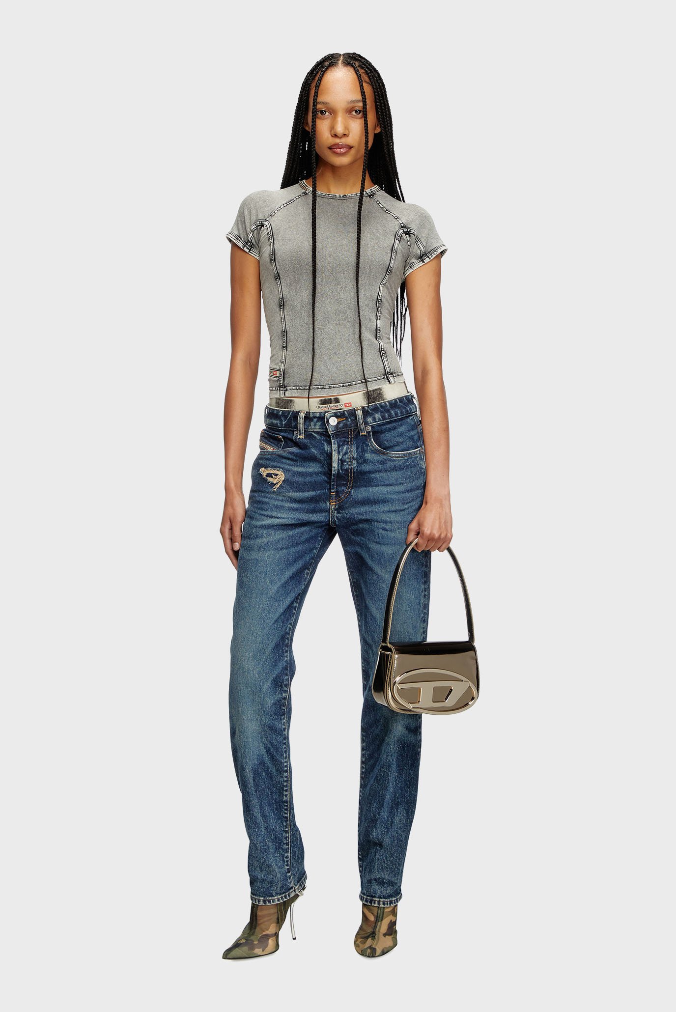 Женская золотистая кожаная сумка 1DRDiesel Женская золотистая кожаная сумка 1DR 2