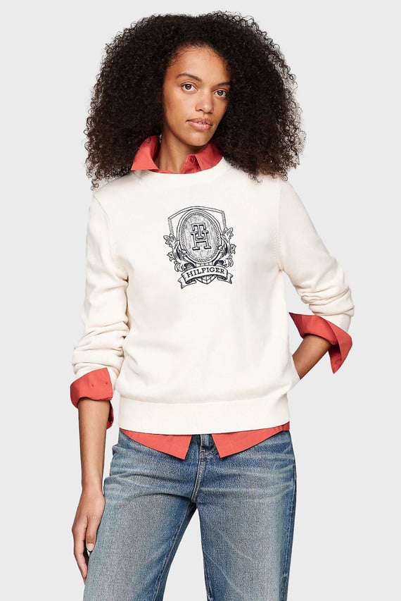 Женский белый джемпер CREST GRAPHIC C-NK Tommy Hilfiger Женский белый джемпер CREST GRAPHIC C-NK Tommy Hilfiger