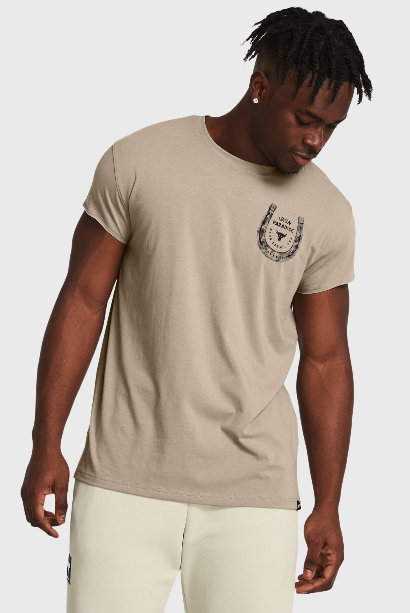 Мужская бежевая футболка UA Pjt Rck Bal Cap Sleeve T 6