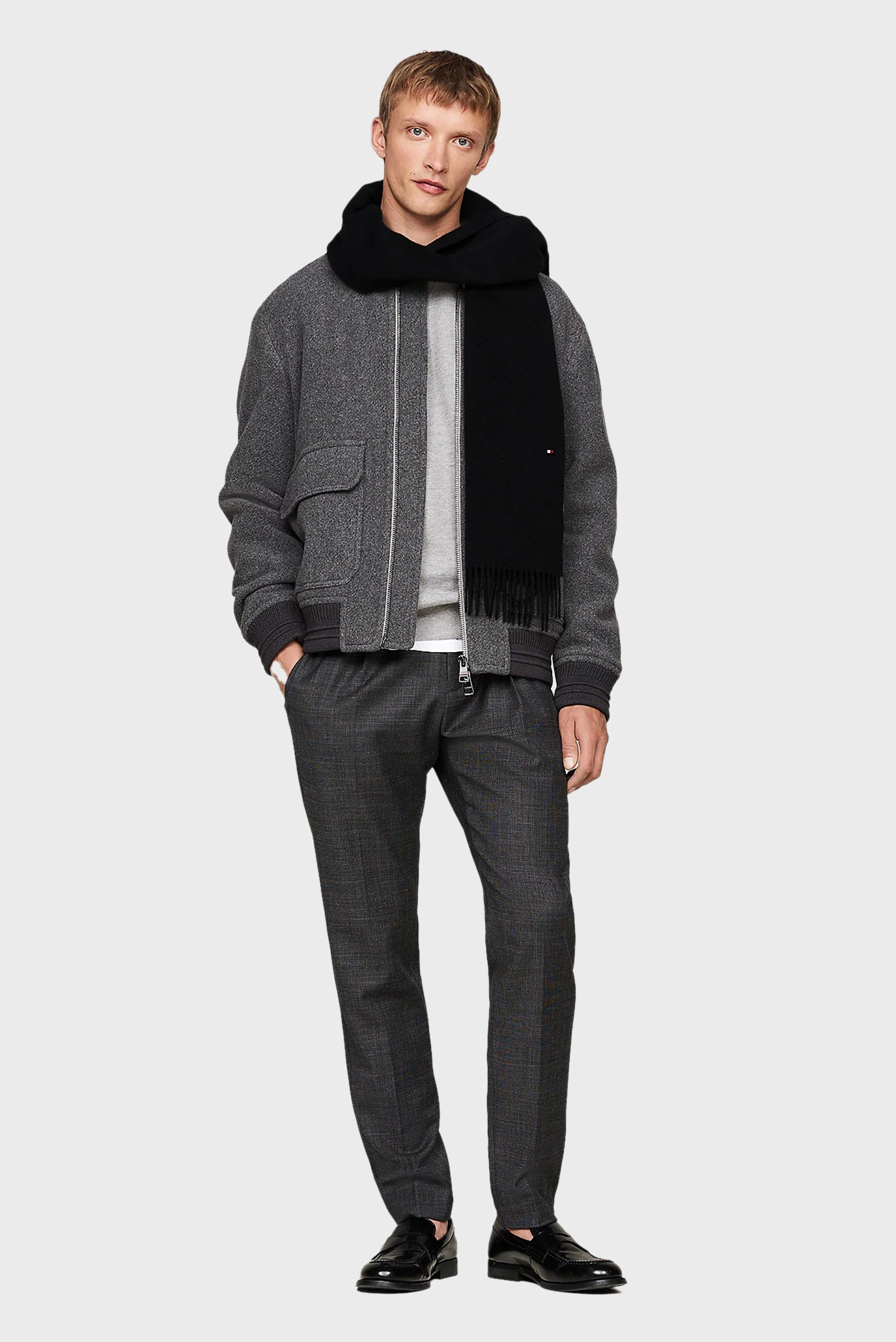 Мужской черный кашемировый шарф TH DC CASHMERE SCARF 2