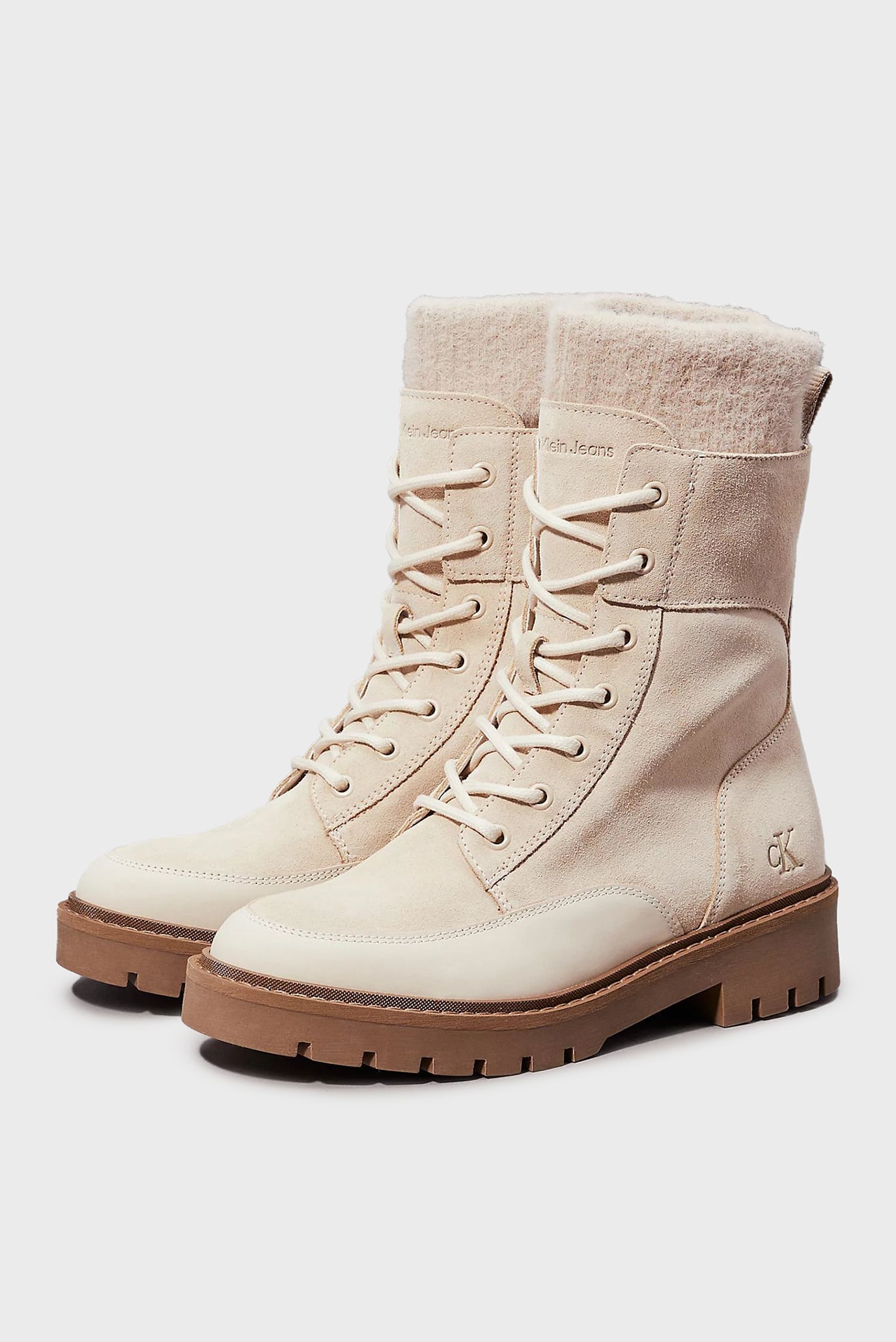 Женские бежевые замшевые ботинки COMBAT MID LACE UP BOOT WL 3