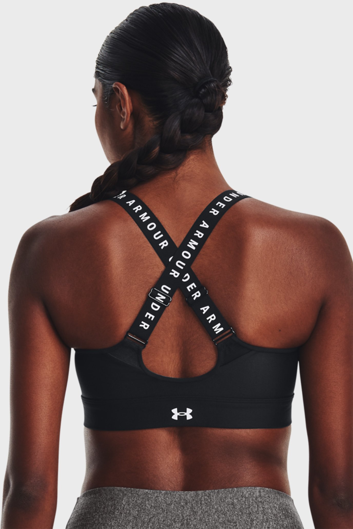 Женский черный спортивный топ UA Infinity High Bra Zip 17