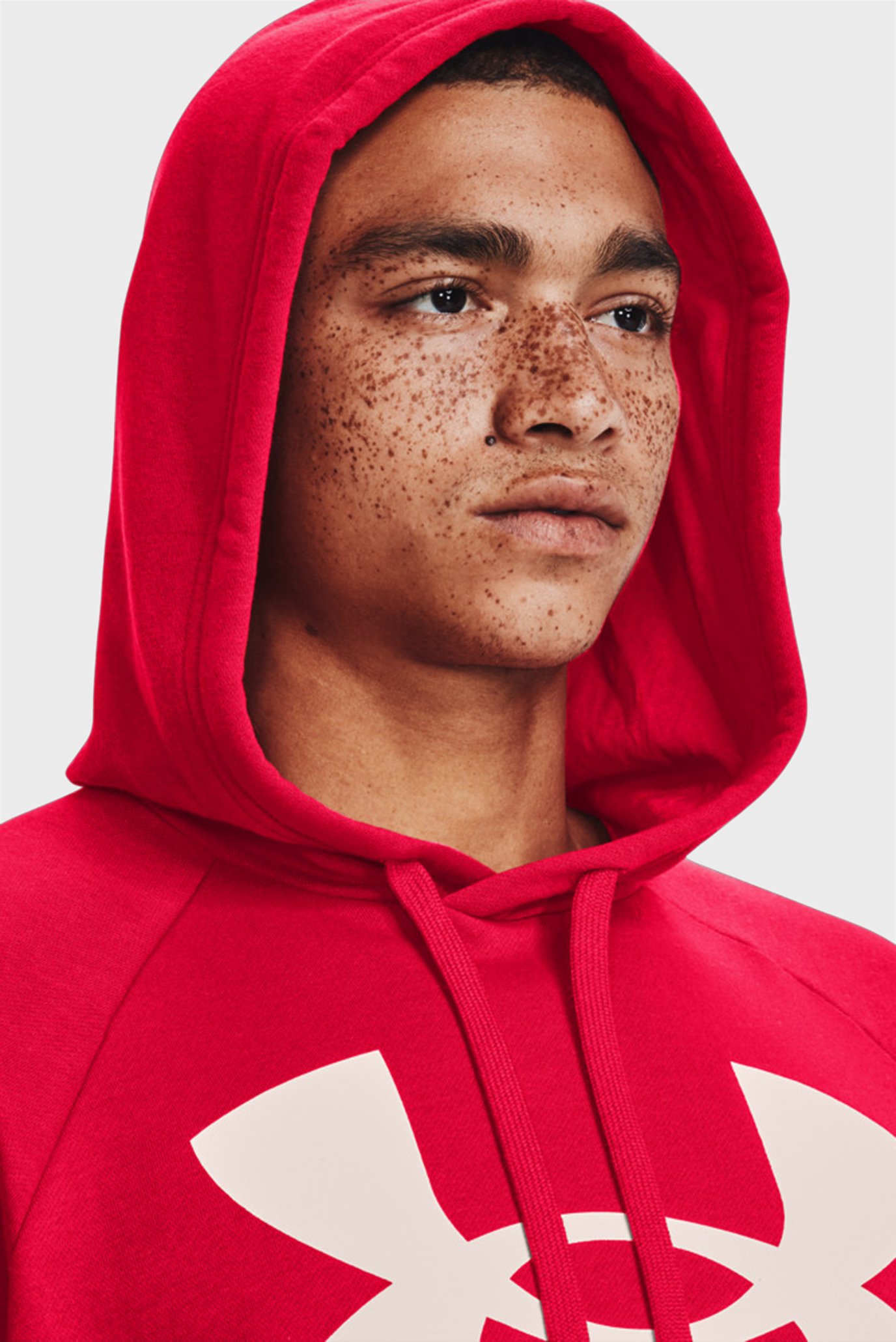 Мужское красное худи UA Rival Fleece Big Logo HD 4