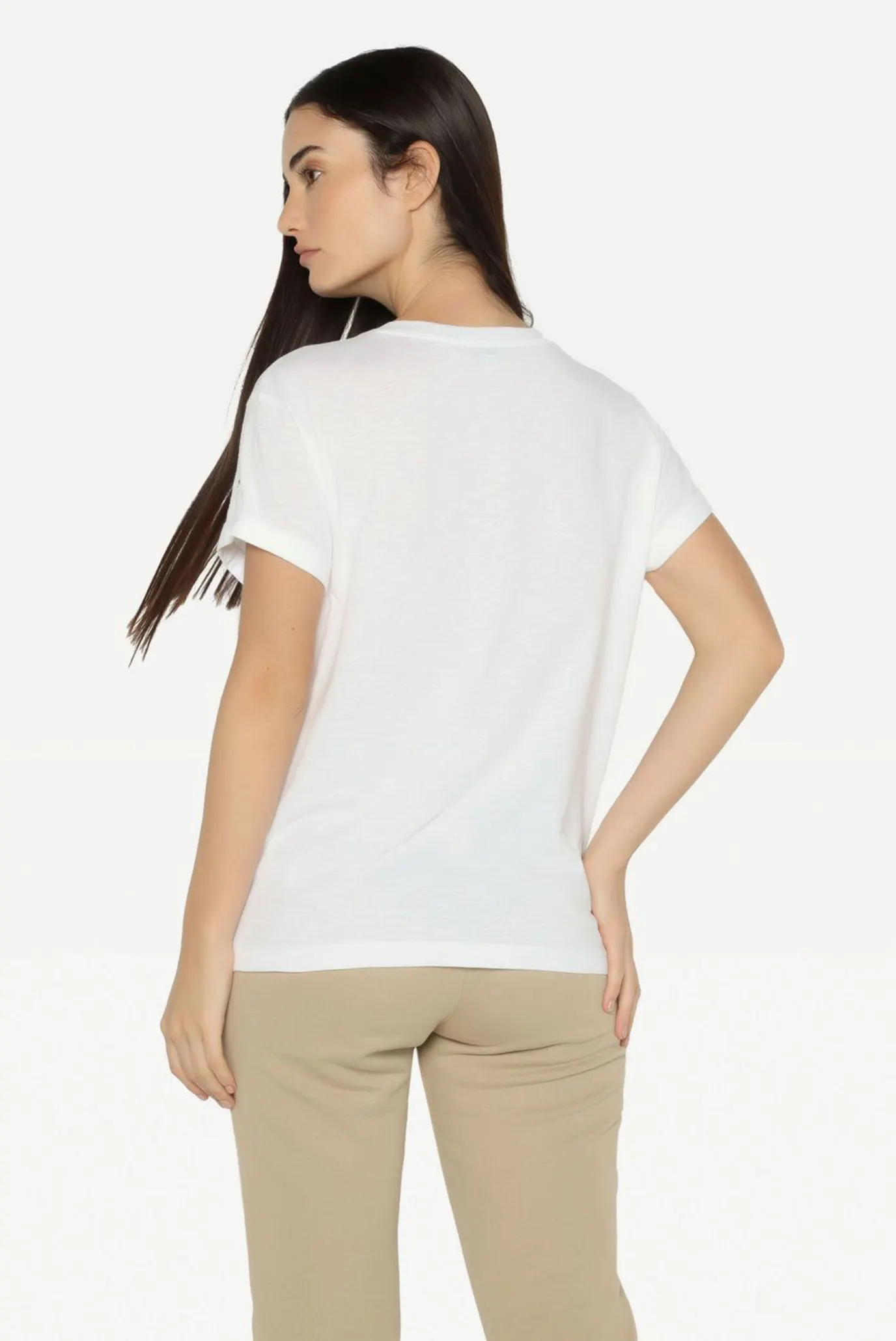 Женская белая футболка REGULAR SLUB FLORAL C-NK TEE 8