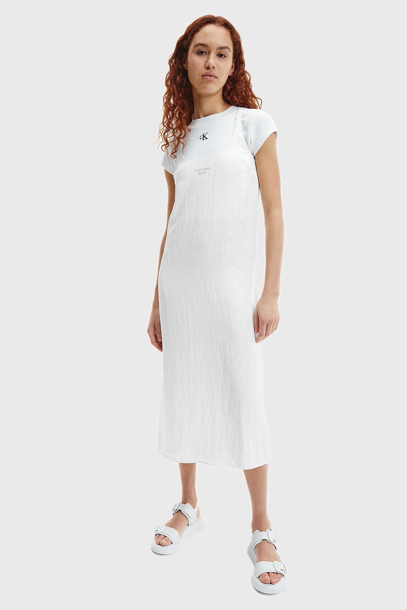 Женский белый сарафан GLAZED FABRIC 6