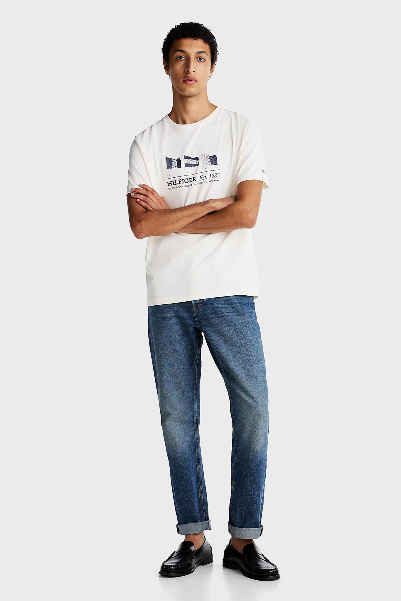 Мужская белая футболка HILFIGER FLAGS TEE 2