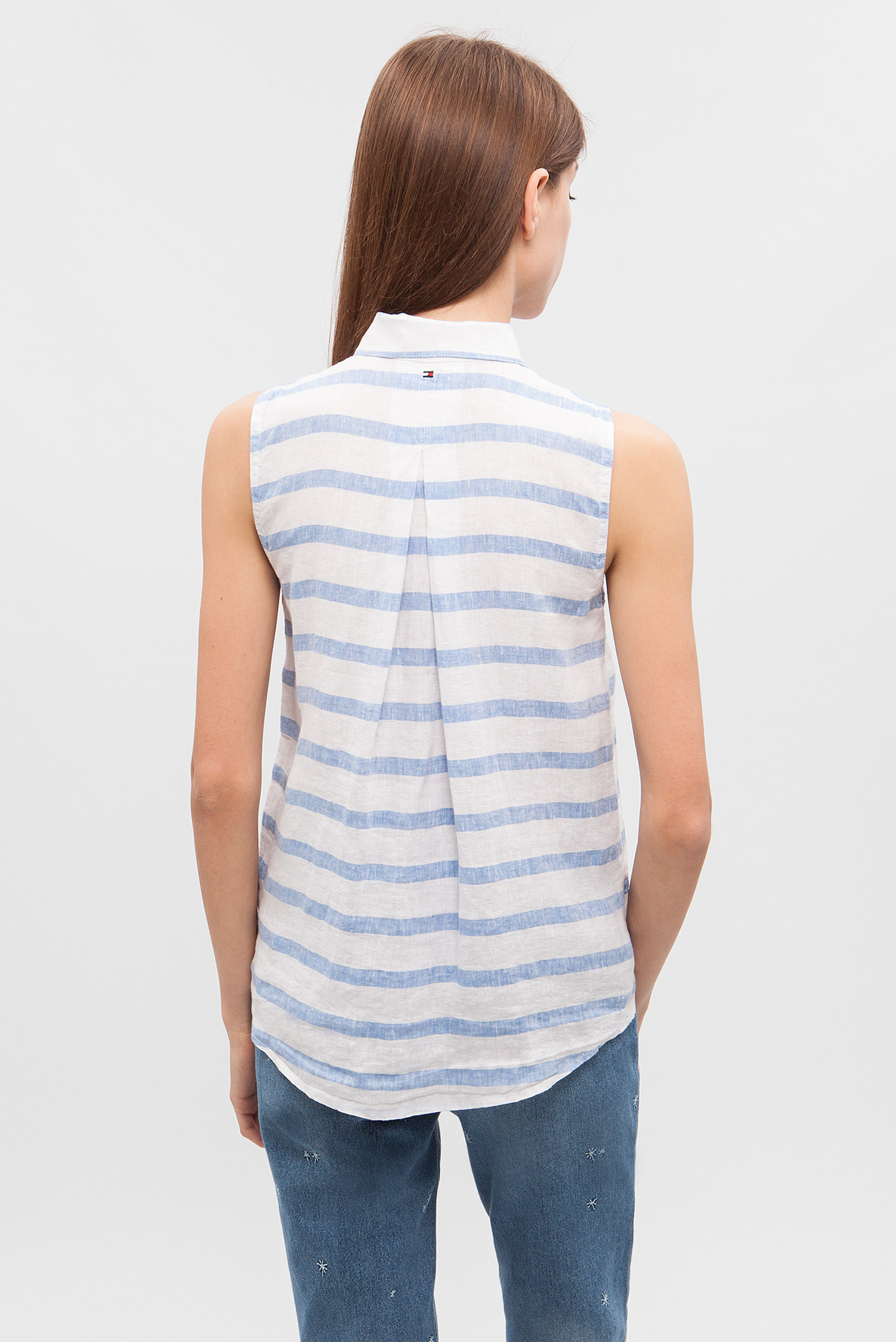 Женская белая блуза в полоску 8