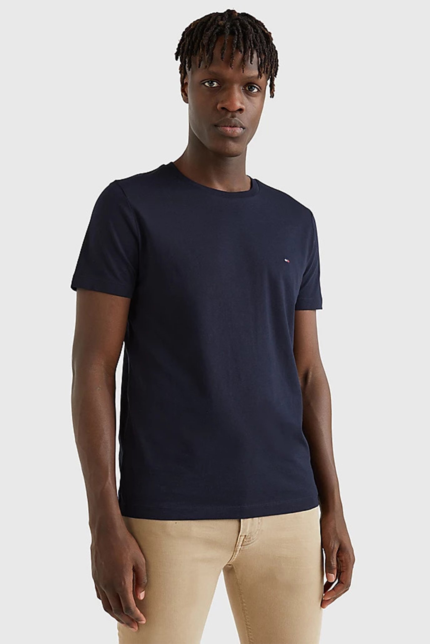 Мужская темно-синяя футболка STACKED HILFIGER BACK LOGO TEE 1