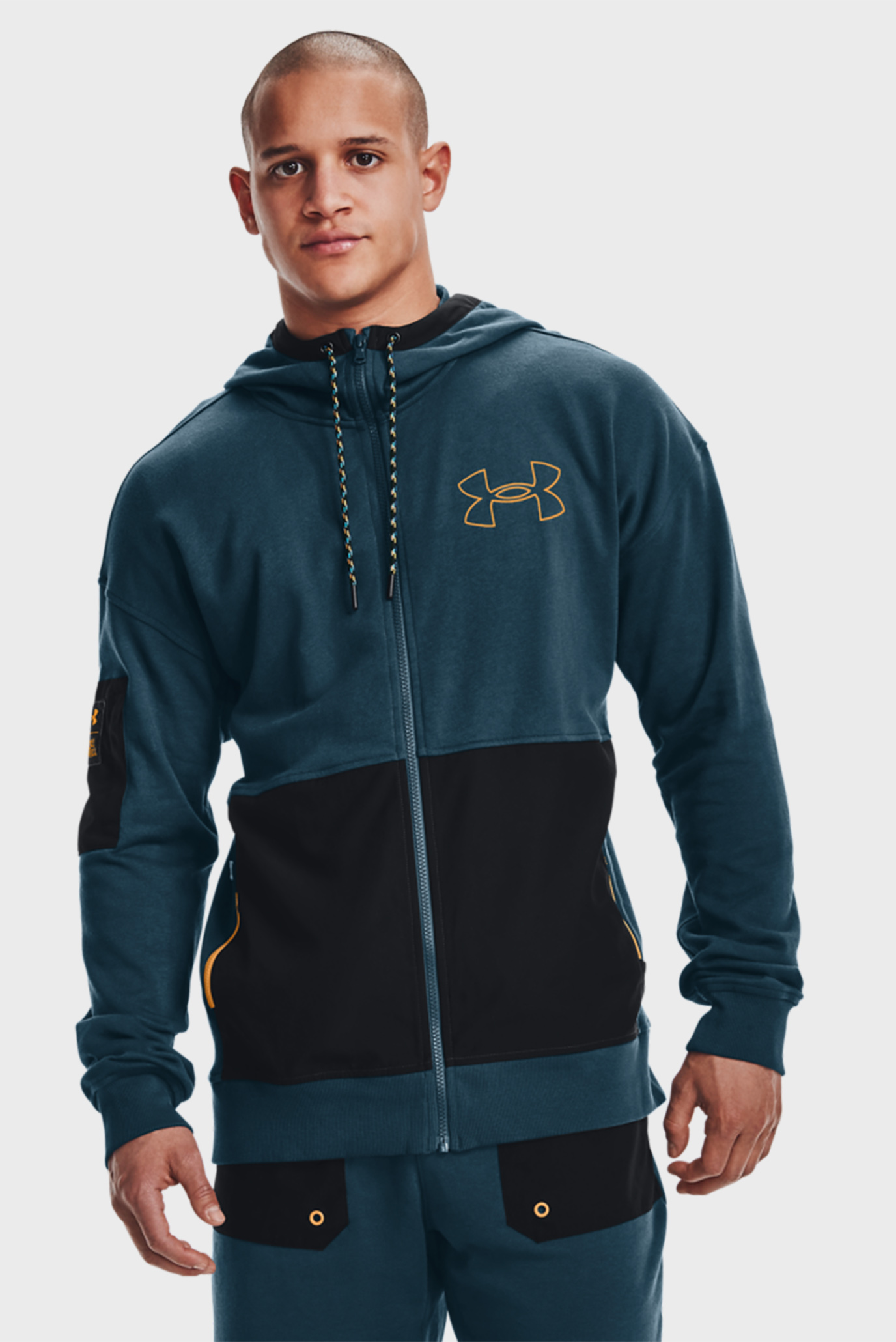 Мужское синее худи UA RIVAL TERRY SCRIBBLE FZ 7