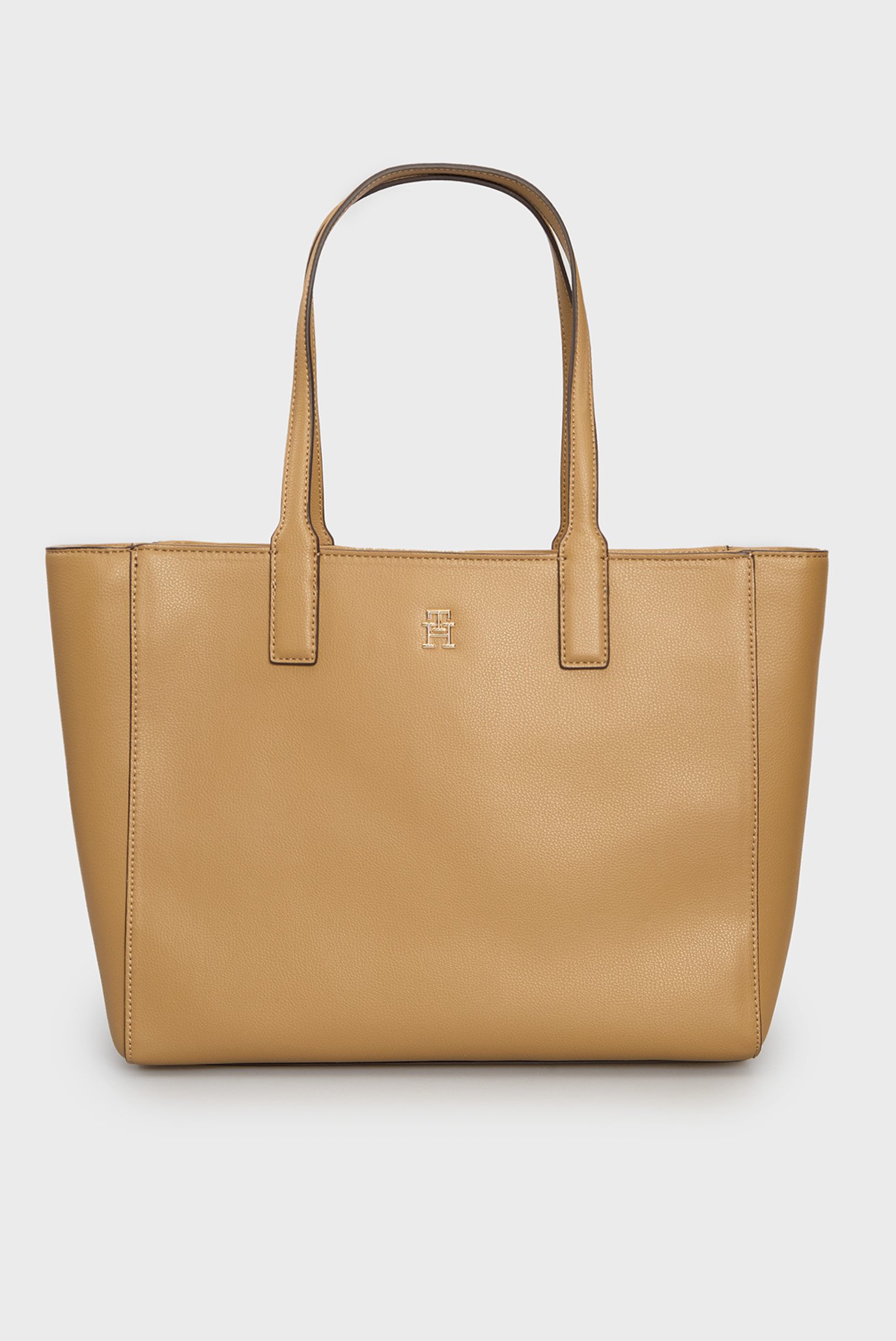 Женская бежевая сумка TH SOFT LOGO TOTE 1