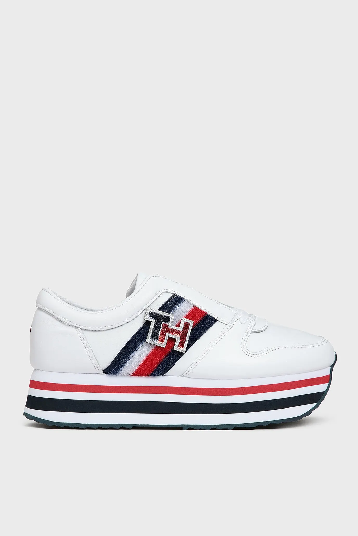 Женские белые кожаные кроссовки TOMMY CUSTOMIZE FLATFORM 6