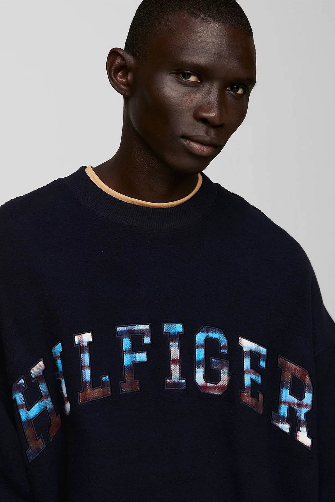Мужской темно-синий свитшот THC TARTAN OVERSIZED CNECK 4