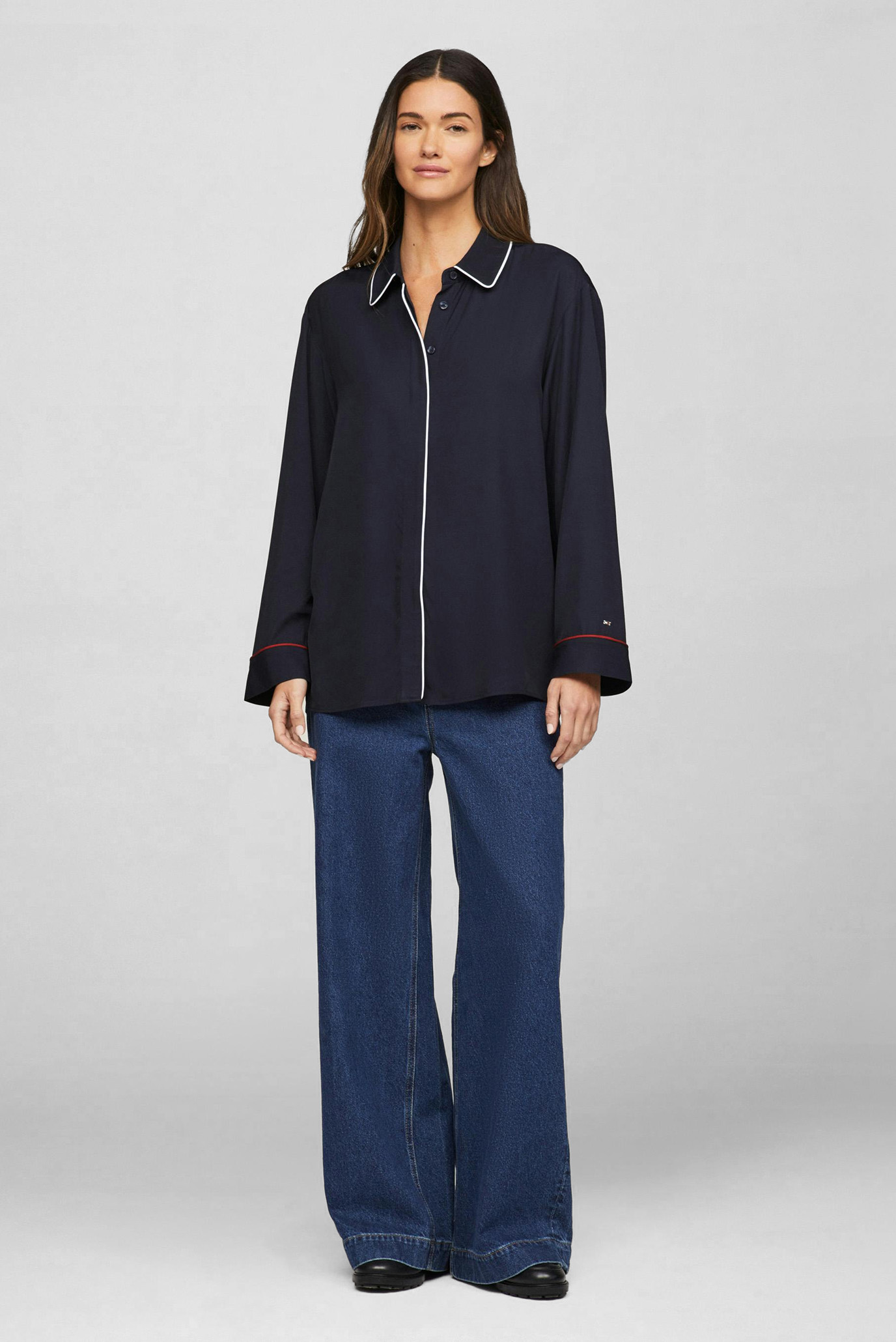 Женская темно-синяя блуза RWB PIPING RELAXED 5