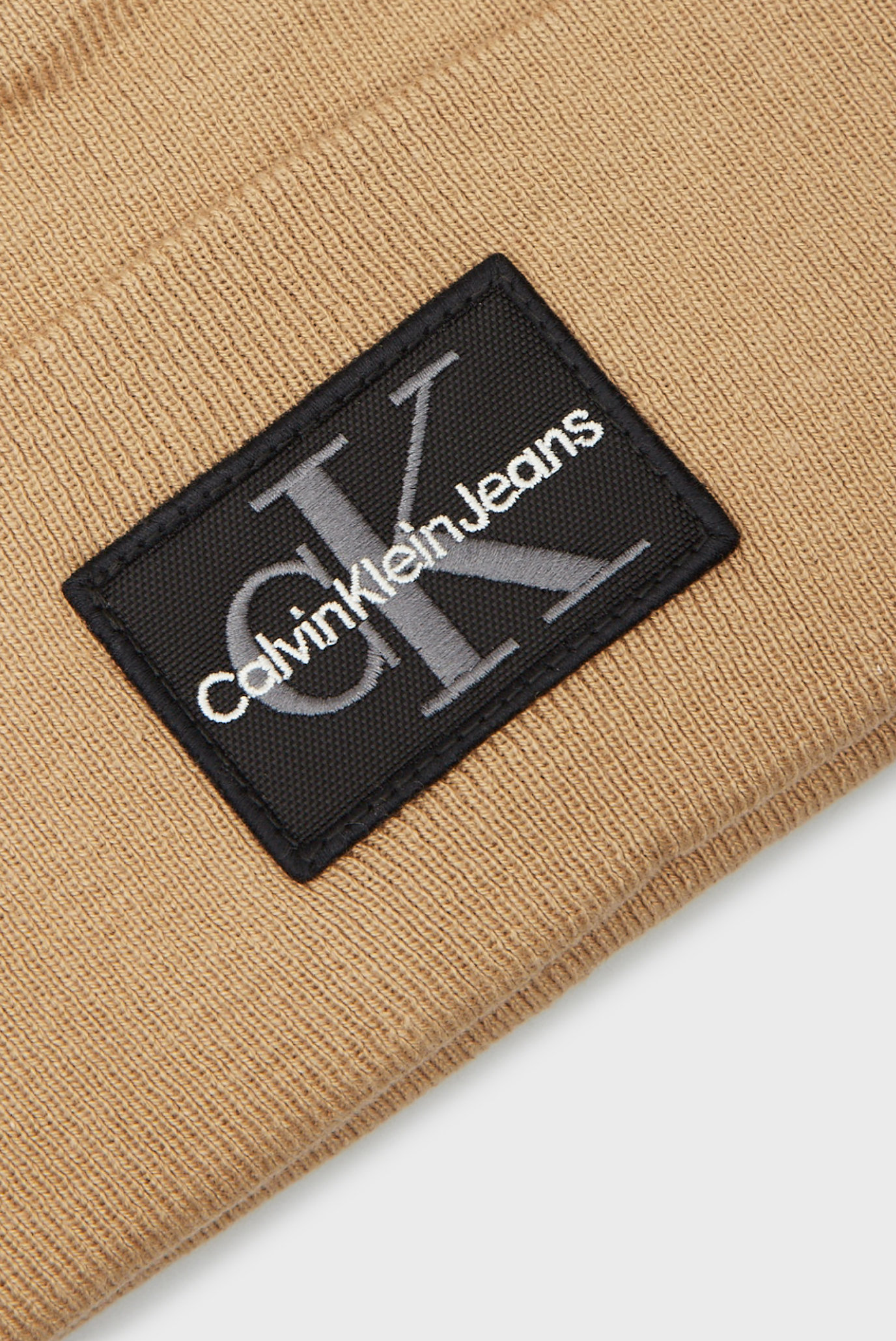 Мужская бежевая шапка MONO LOGO PATCH BEANIE WARM 4