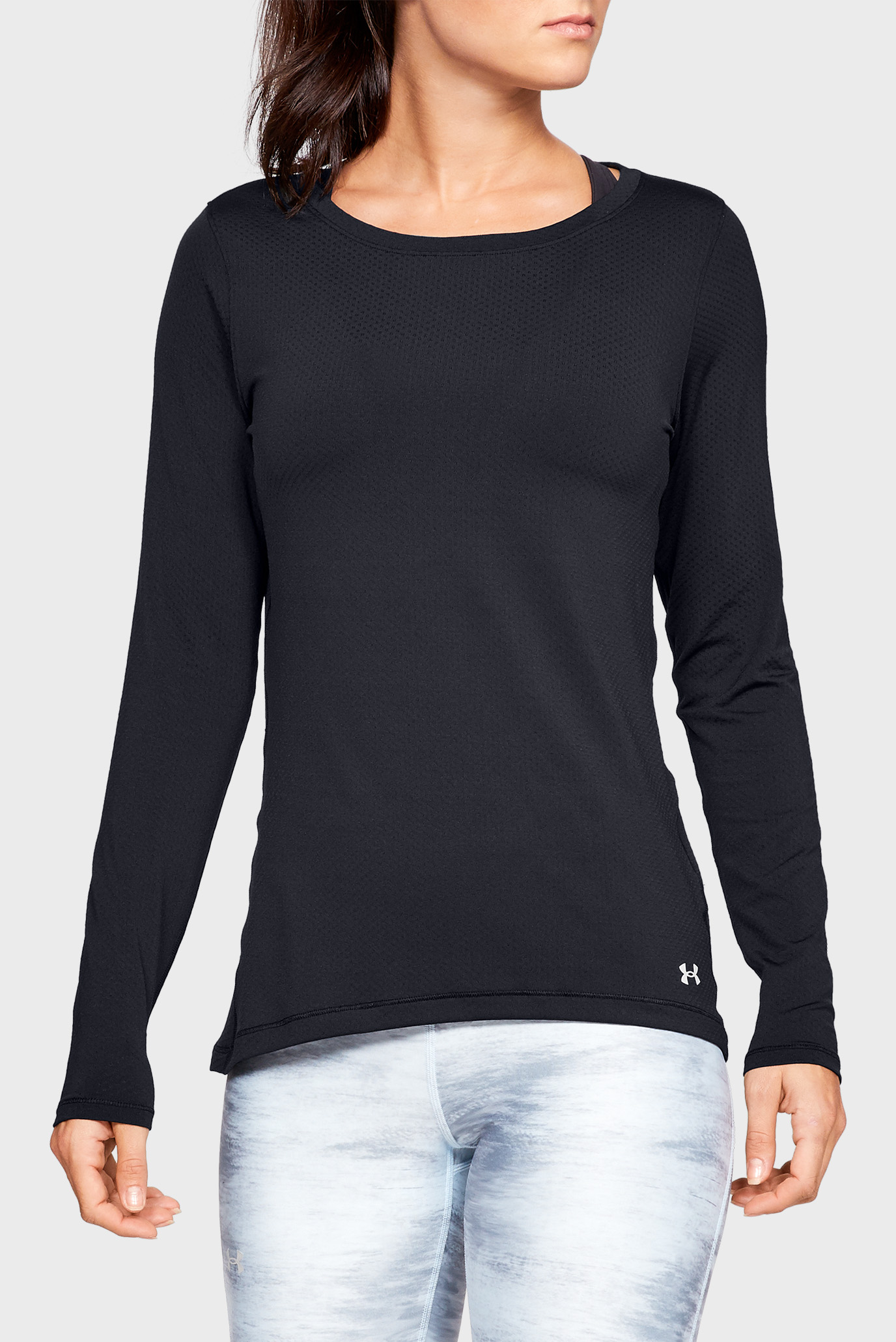 Женский черный лонгслив UA HG Armour Long Sleeve 10